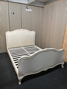 Switch Louis XVI solid wood frame upholstered white fabric bedframe with set of 2 matching ornate white 2 drawer solid wood lockers  43522 2 image