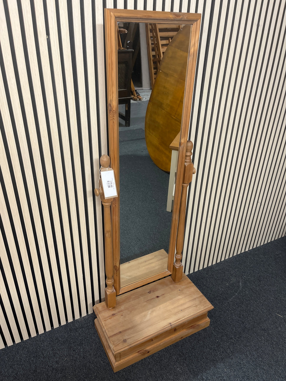 pitch pine mirror with drawer  2325