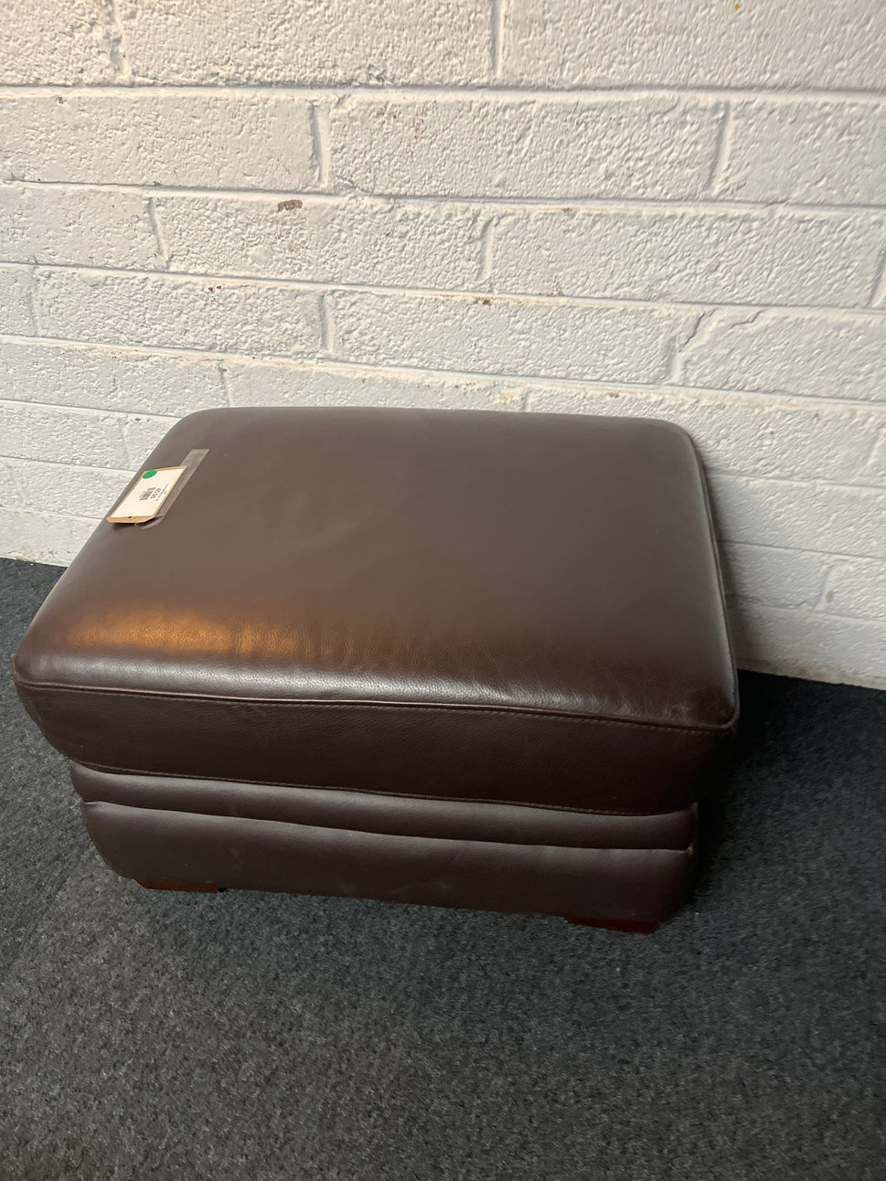 brown leatherette poof  1225