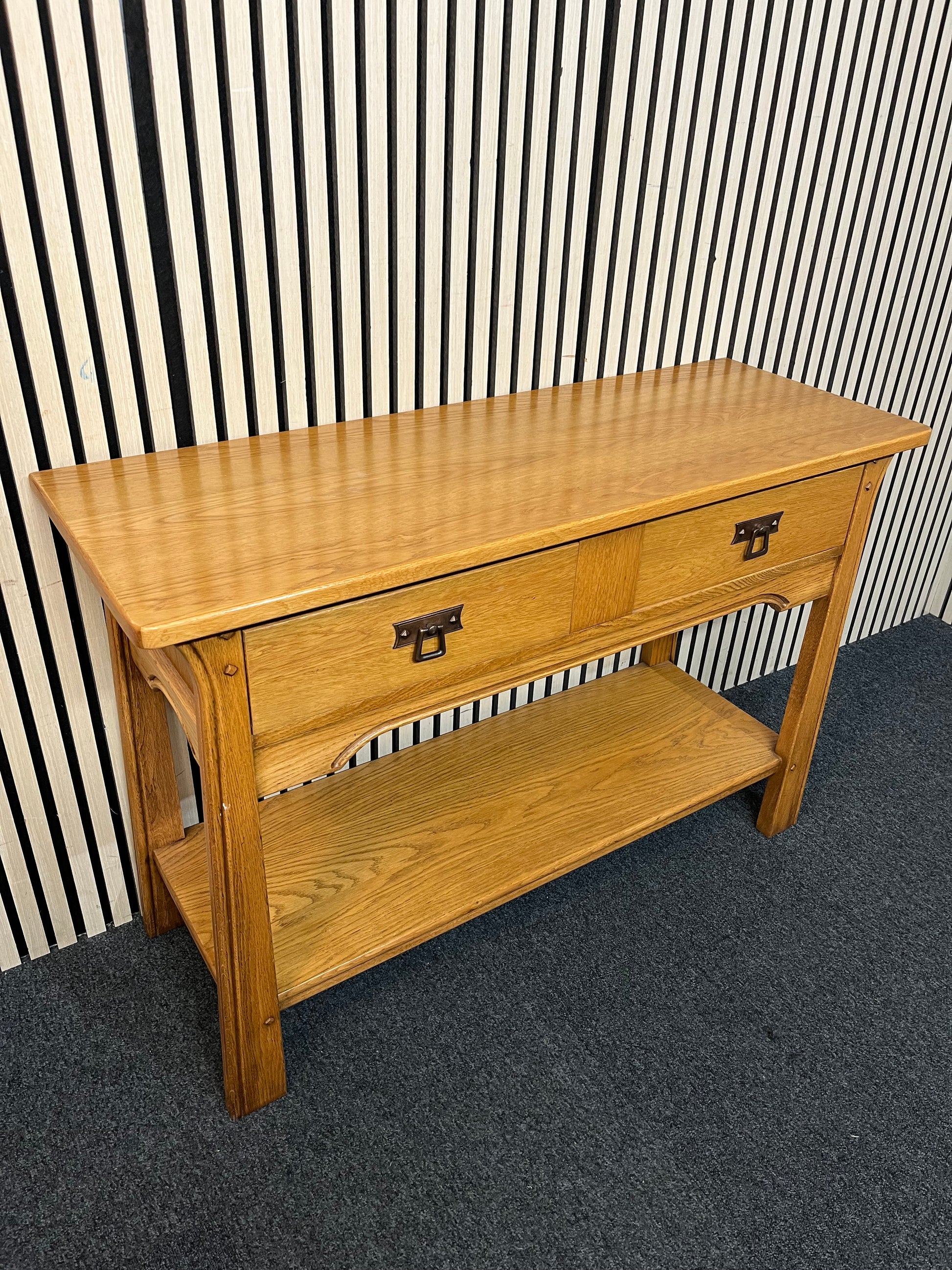 Oak 2 drawer hall console table (H 75 x W 110 x D 40 cm) 1126