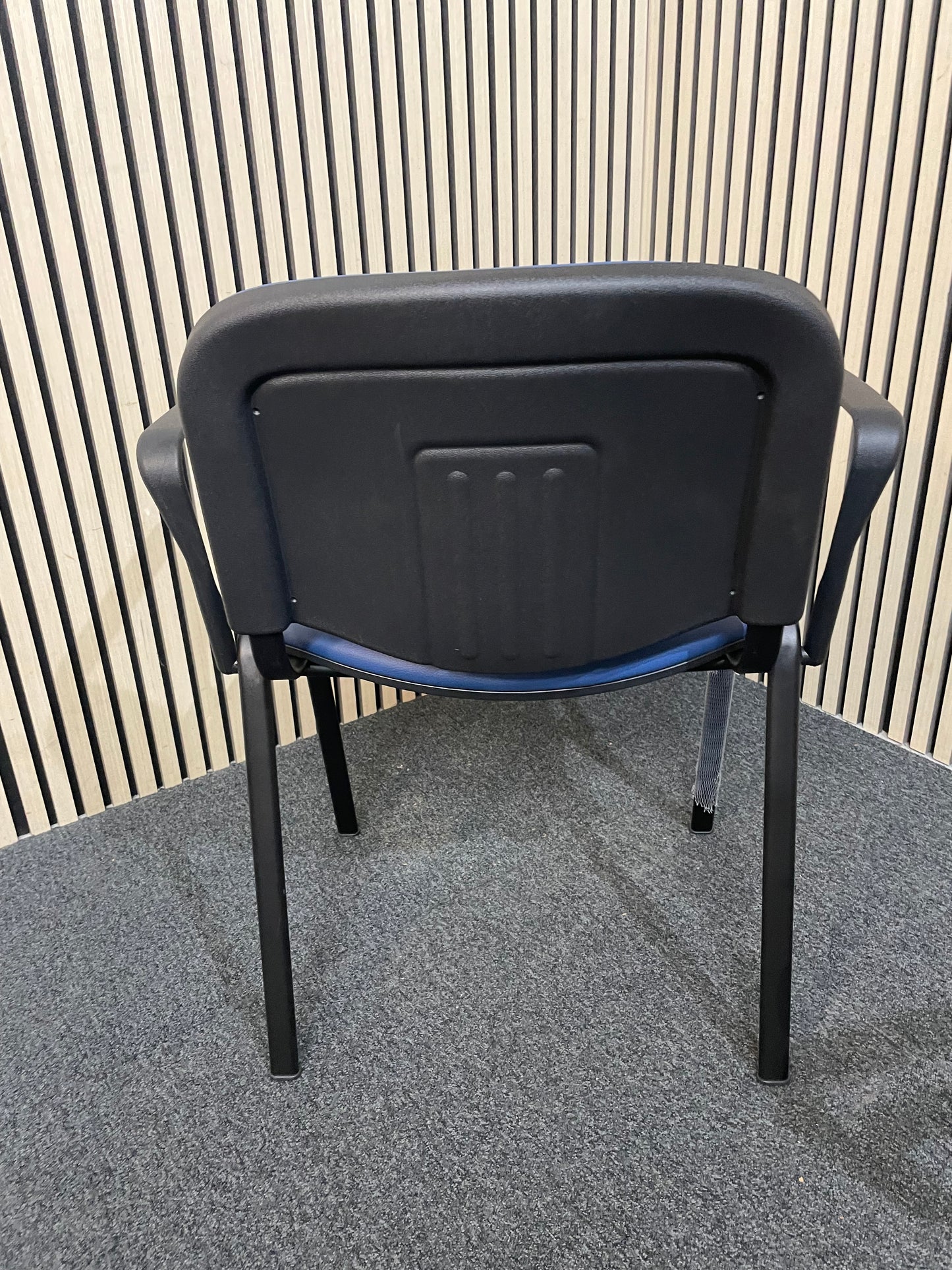 NEW Taurus Blue framed stacking meeting chair with blue vinyl seat and back. PRICE INC VAT.