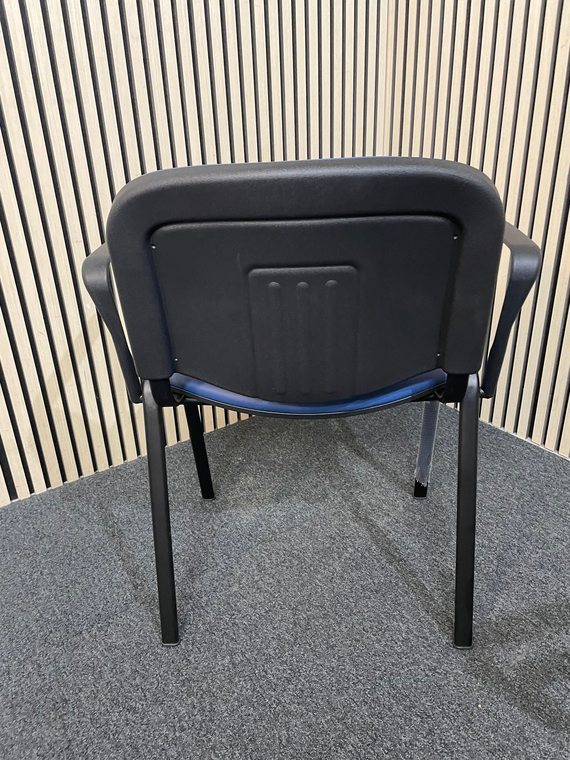 NEW Taurus Blue framed stacking meeting chair with blue vinyl seat and back. PRICE INC VAT.