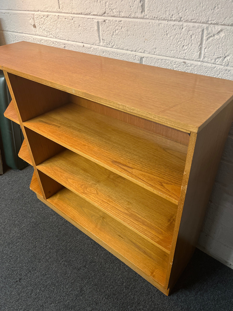 Teak stained long open bookcase 1170Lx920Hx320D 2225