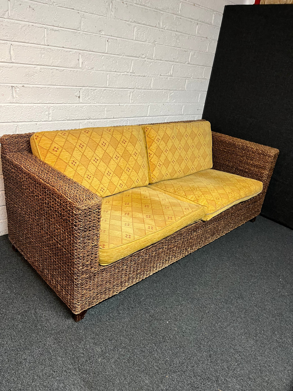 Large 2+1+1 rattan suite with mustard fabric suite 2225