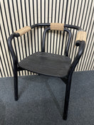 Solid wood black painted occasional chair with wicker handles  44445