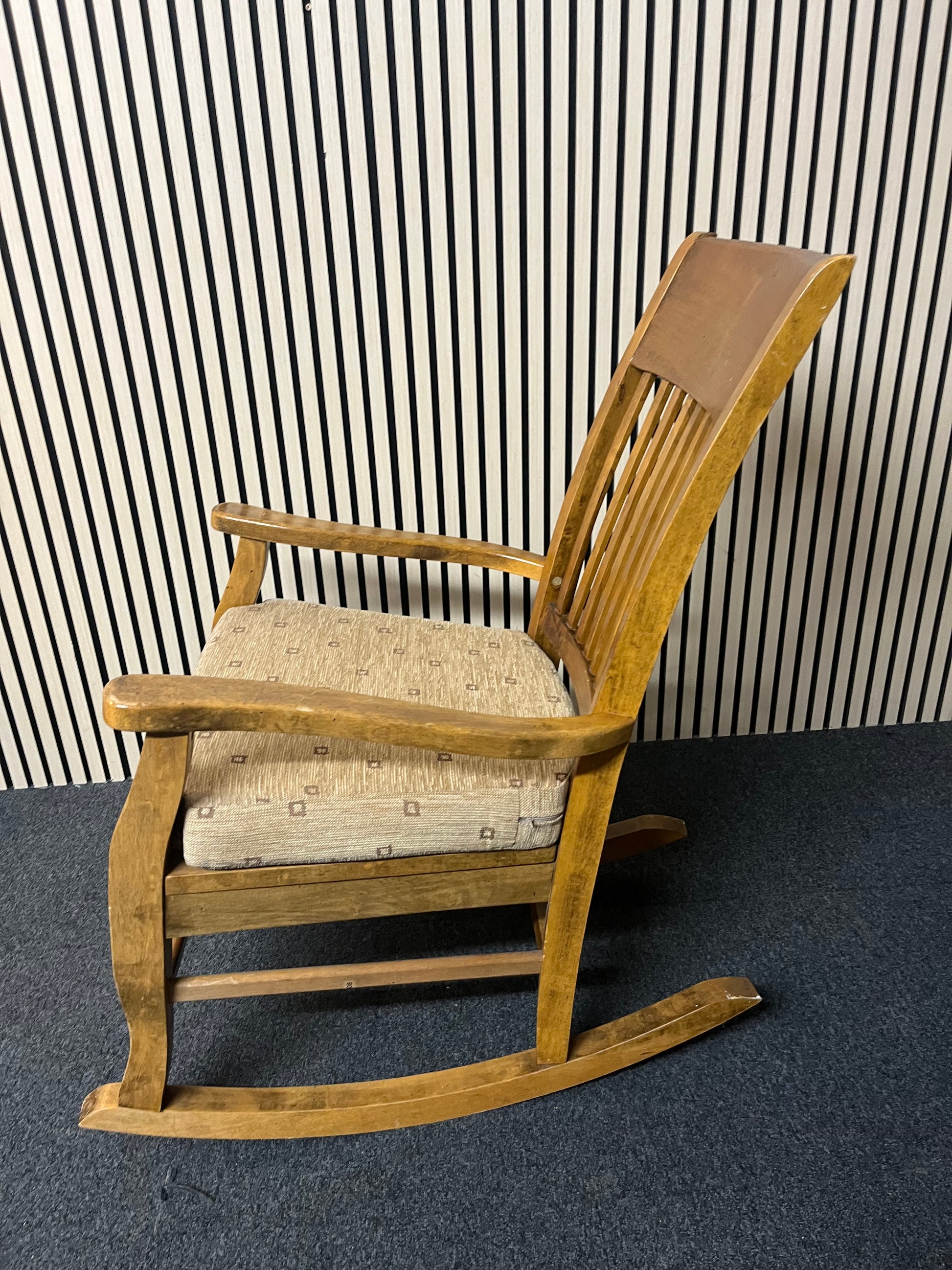 High back solid wood slatted back rocking chair 2325