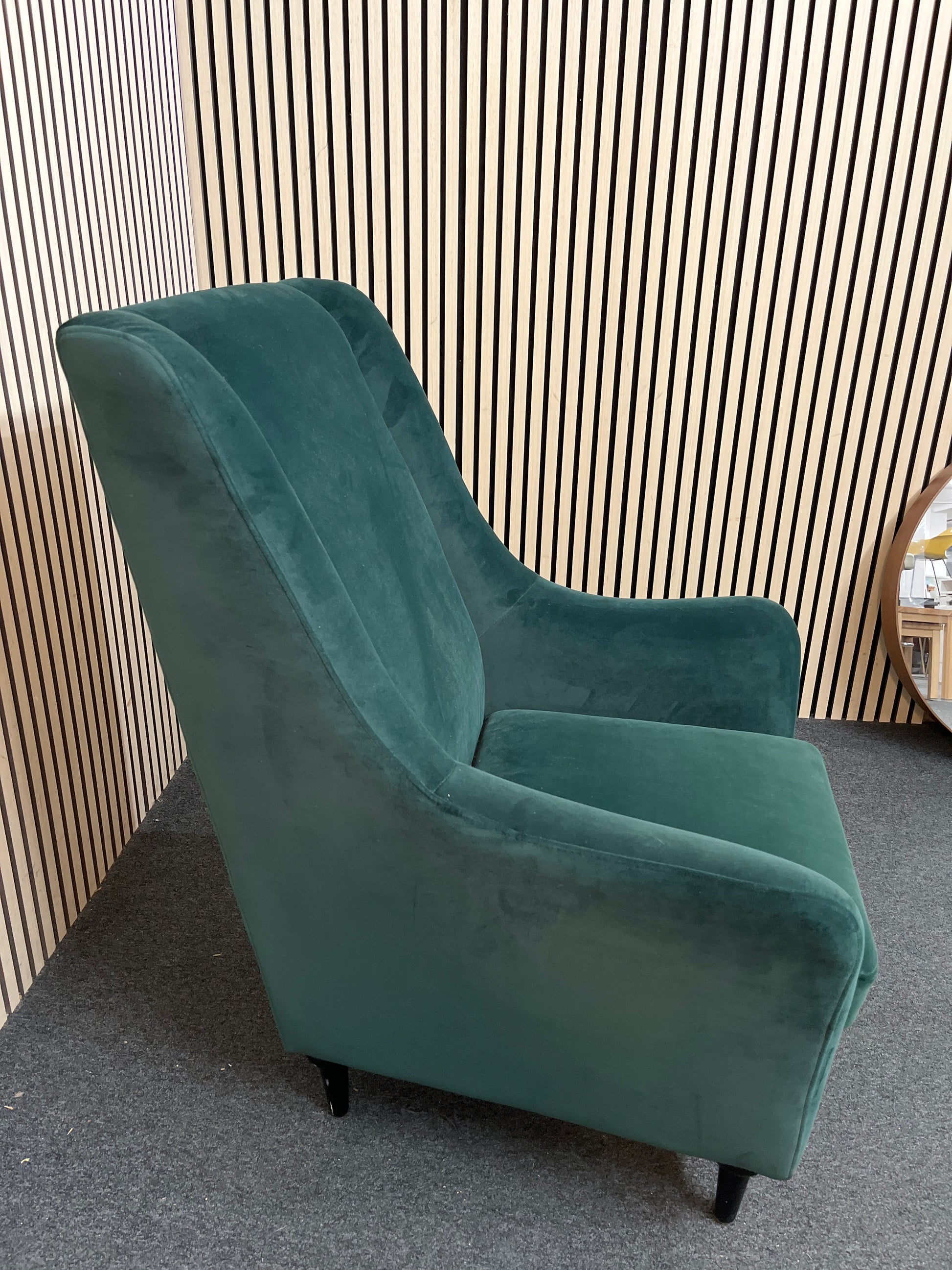 High back dark green crushed fabric Armchair 43386