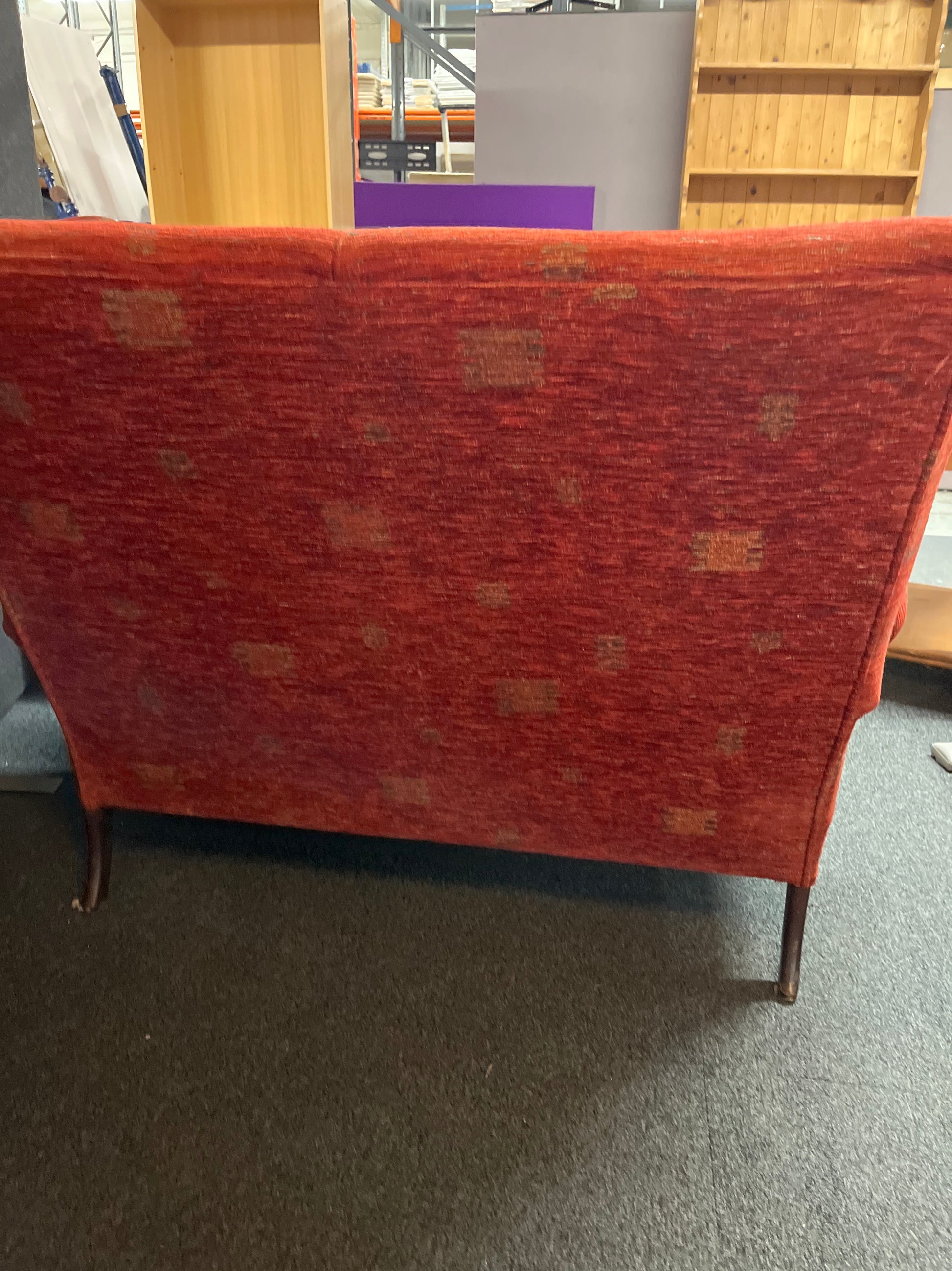 2 seater wine mix fabric Queen Anne wing back suite