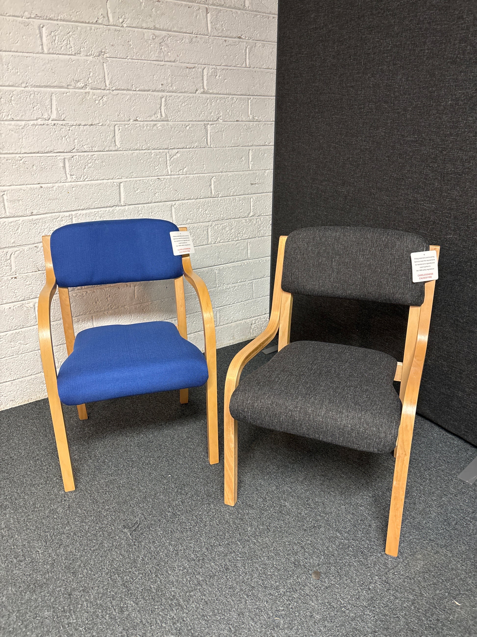 Prague wooden conference chair with no arms  - charcoal or blue