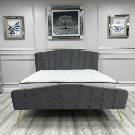 NEW 4ft 6 BIANCA bed frame in GREY fabric