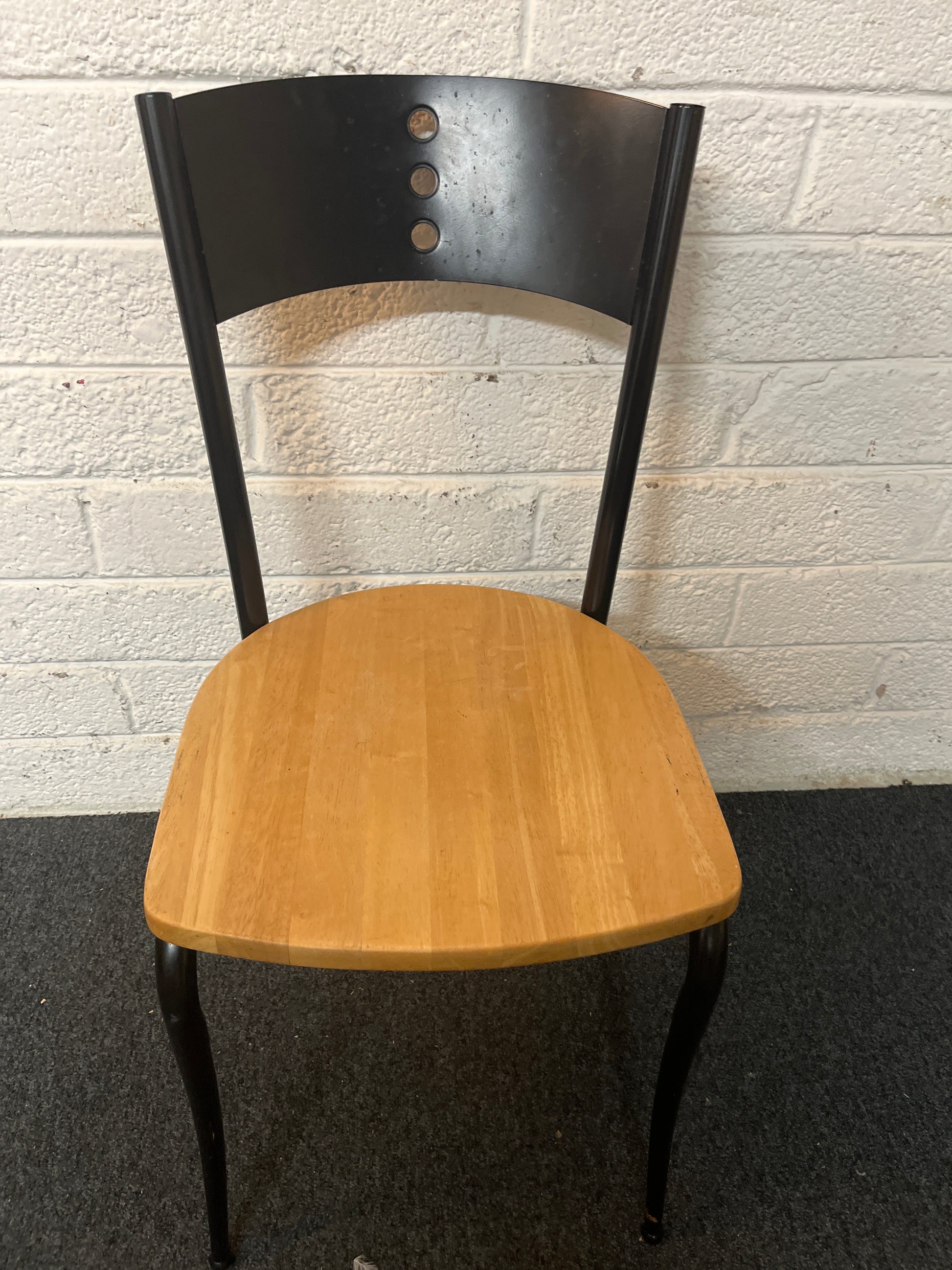 Black metal dining chair with pine seat 3225