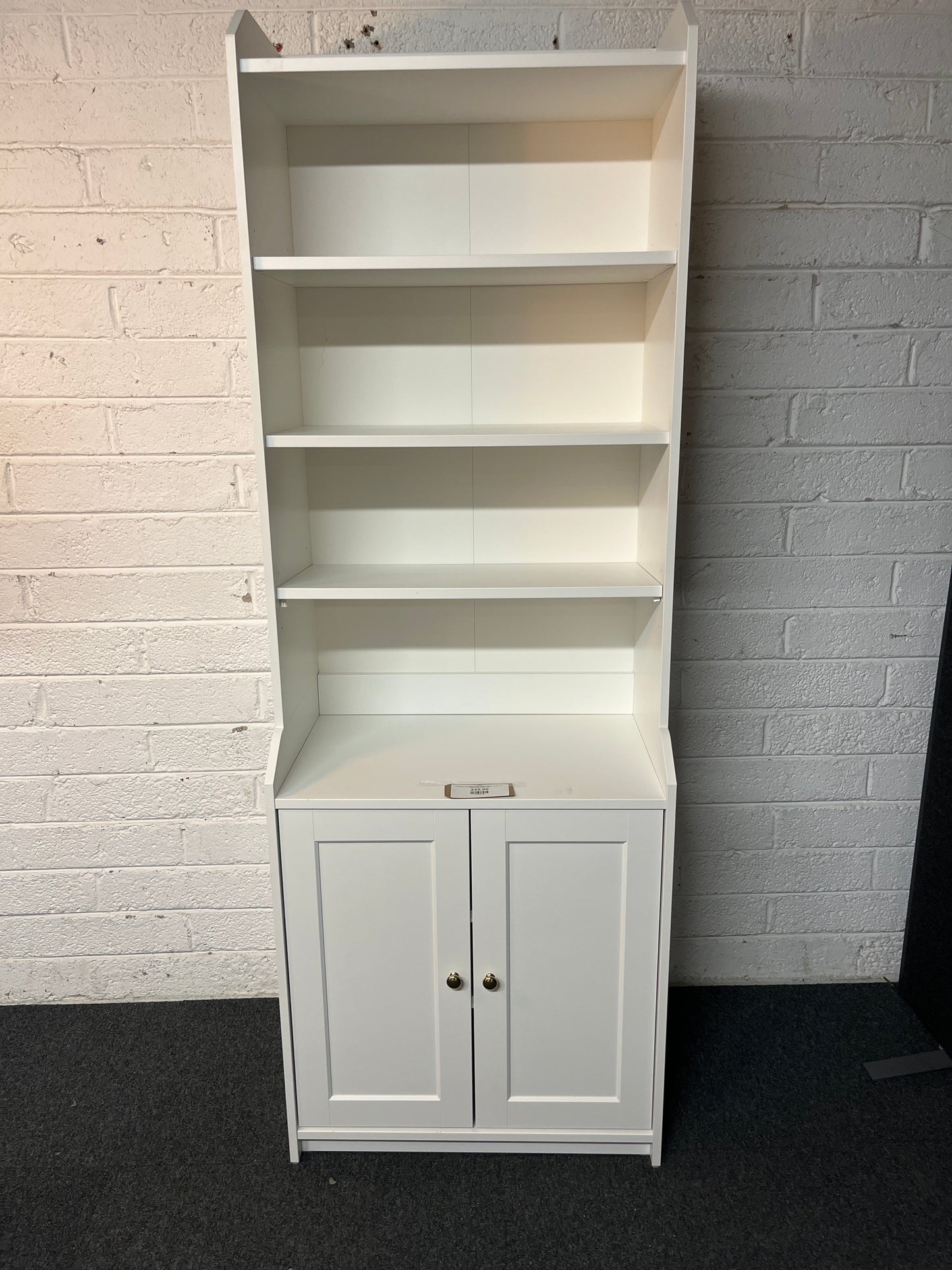 Tall white laminate top open shelves 2 door display unit 2000Hx460Dx700W 2225
