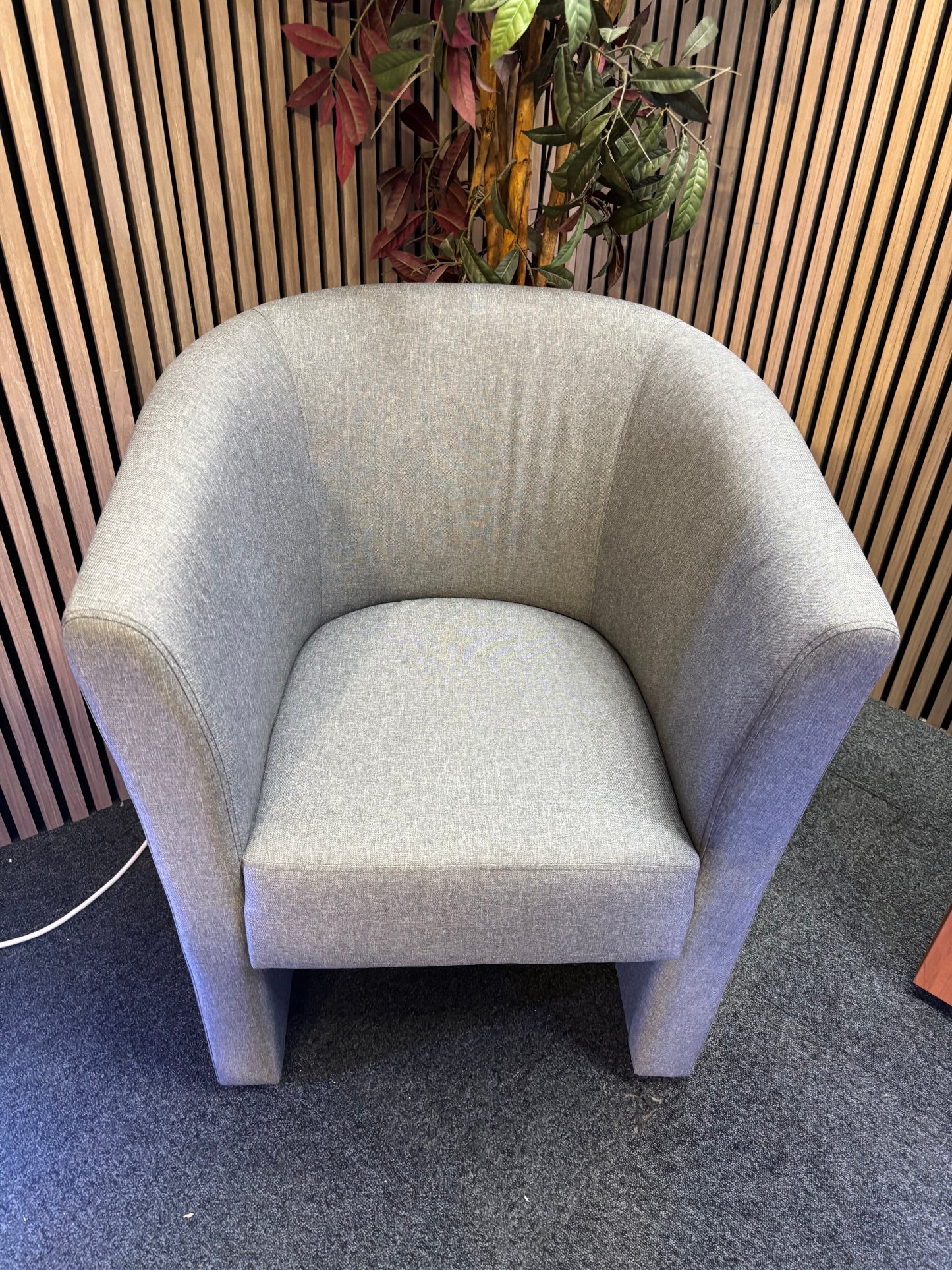 Luxe single fabric tub chair in grey - Ex Demo, out of box