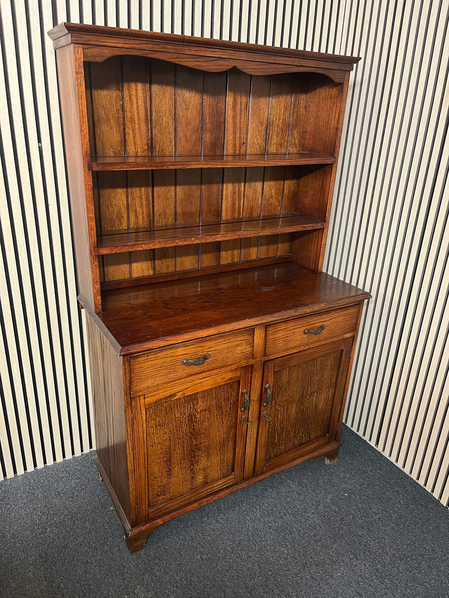 Tall solid dutch oak top open kitchen dresser (H 173 x W 101 x D 46 cm) 2325