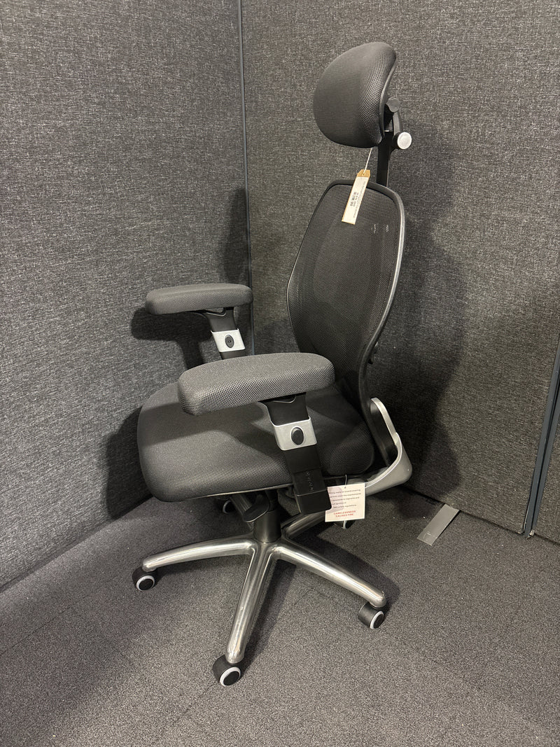 NEW  Sandro mesh back executive chair with black air mesh seat, height adjustable arms, 5 star base. PRICE INC VAT