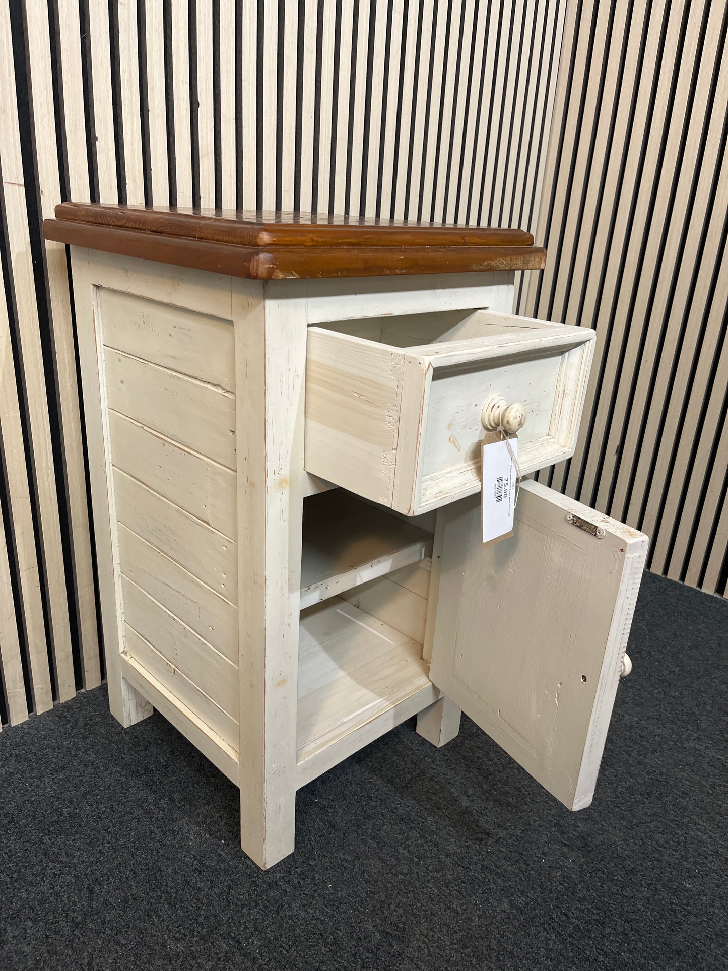 1 door 1 drawer cream painted solid wood locker 3126
