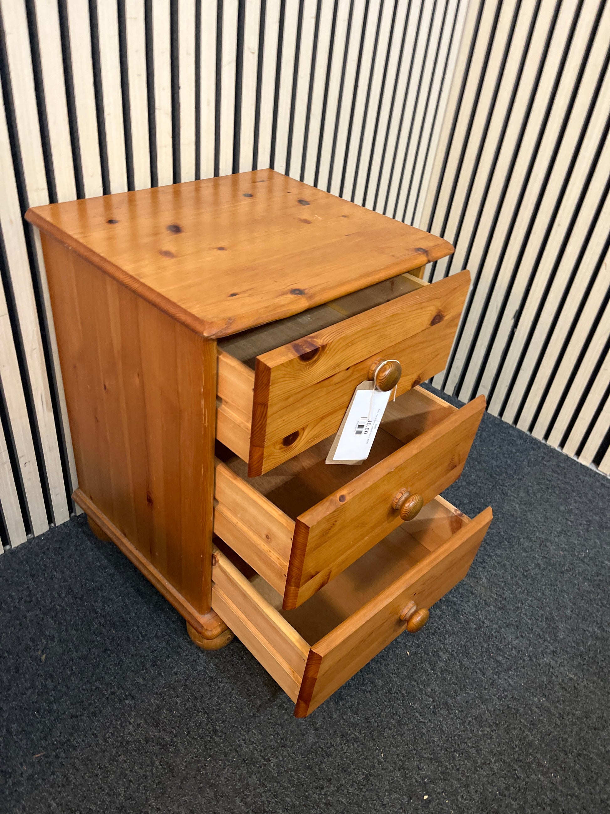 Solid Pine 3 drawer bedside locker  43397