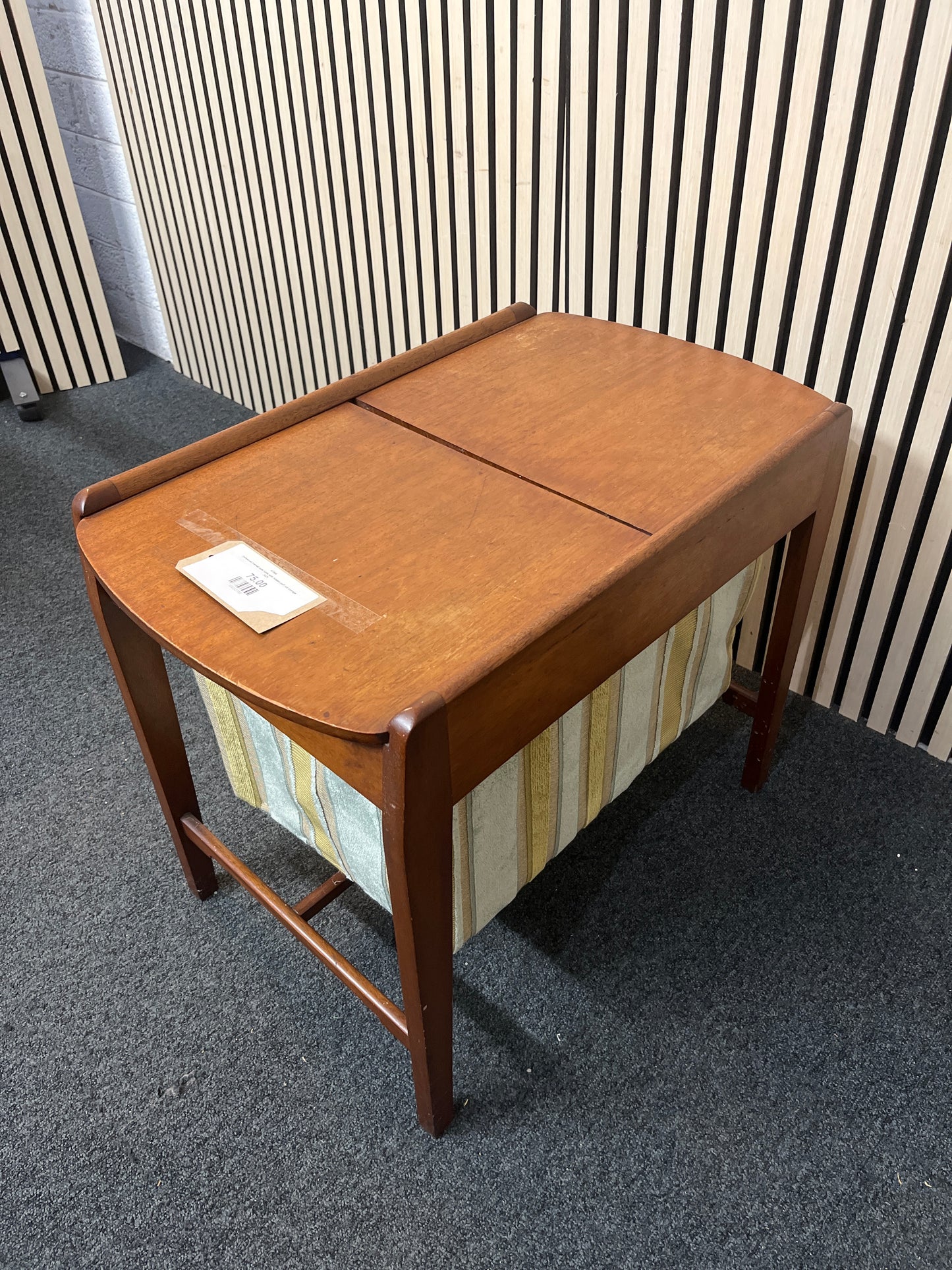 Darkwood framed side table with hidden pull out storage 2425