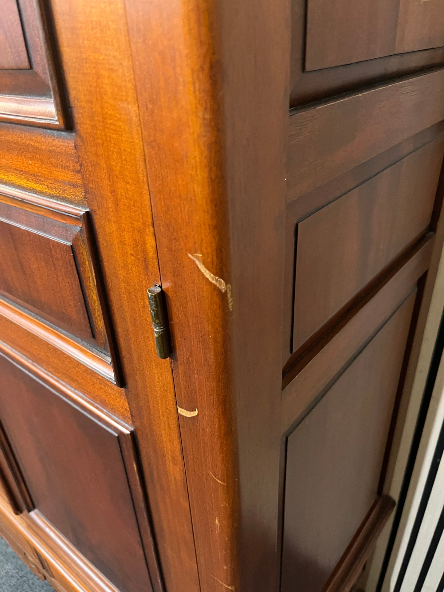 Tall solid mahogany dark wood stained 2 door 1 drawer wardrobe (H 203 x W 120 x D 54 cm) 3126