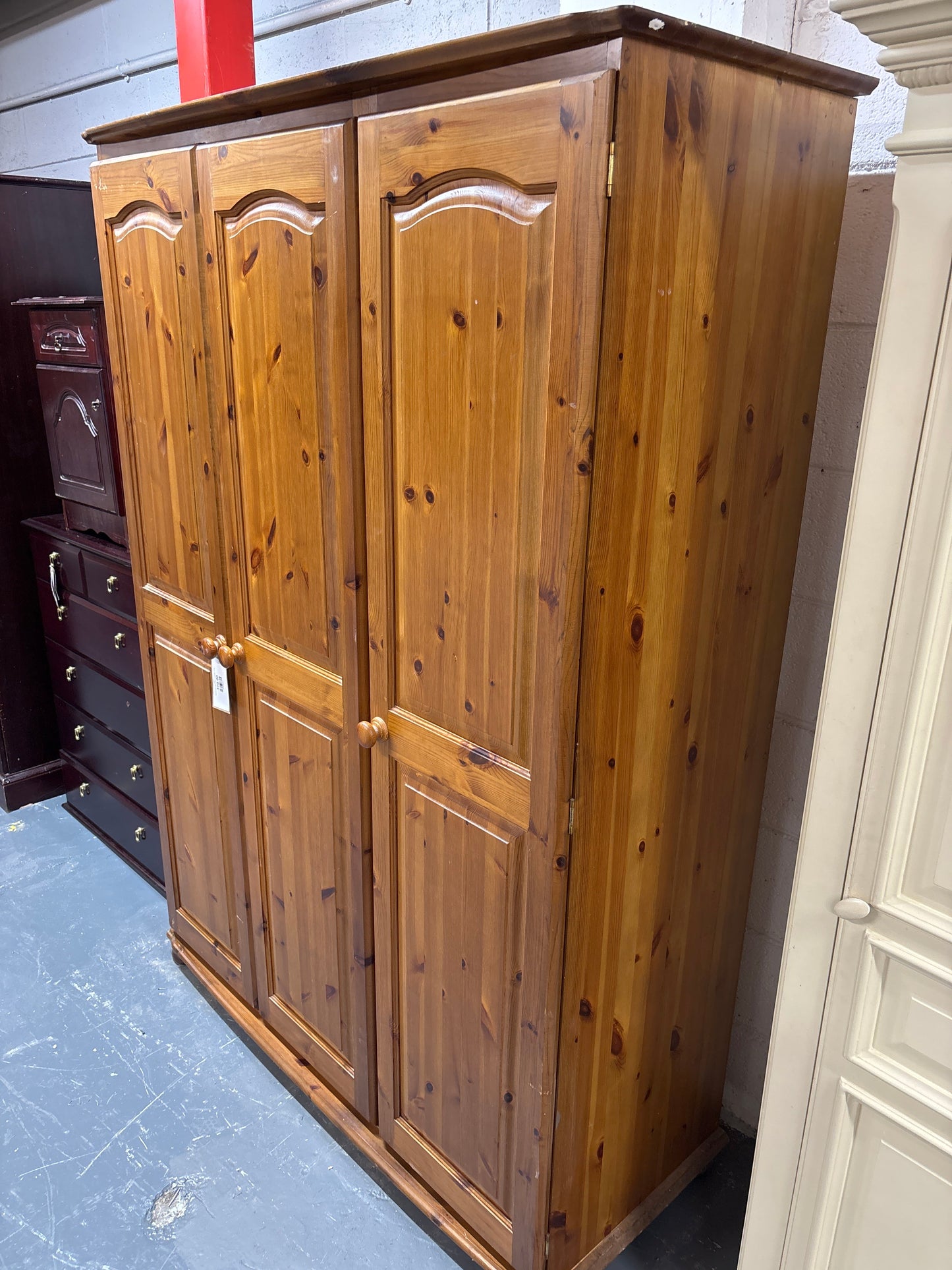 Natural pine tall 3 door wardrobe  3125