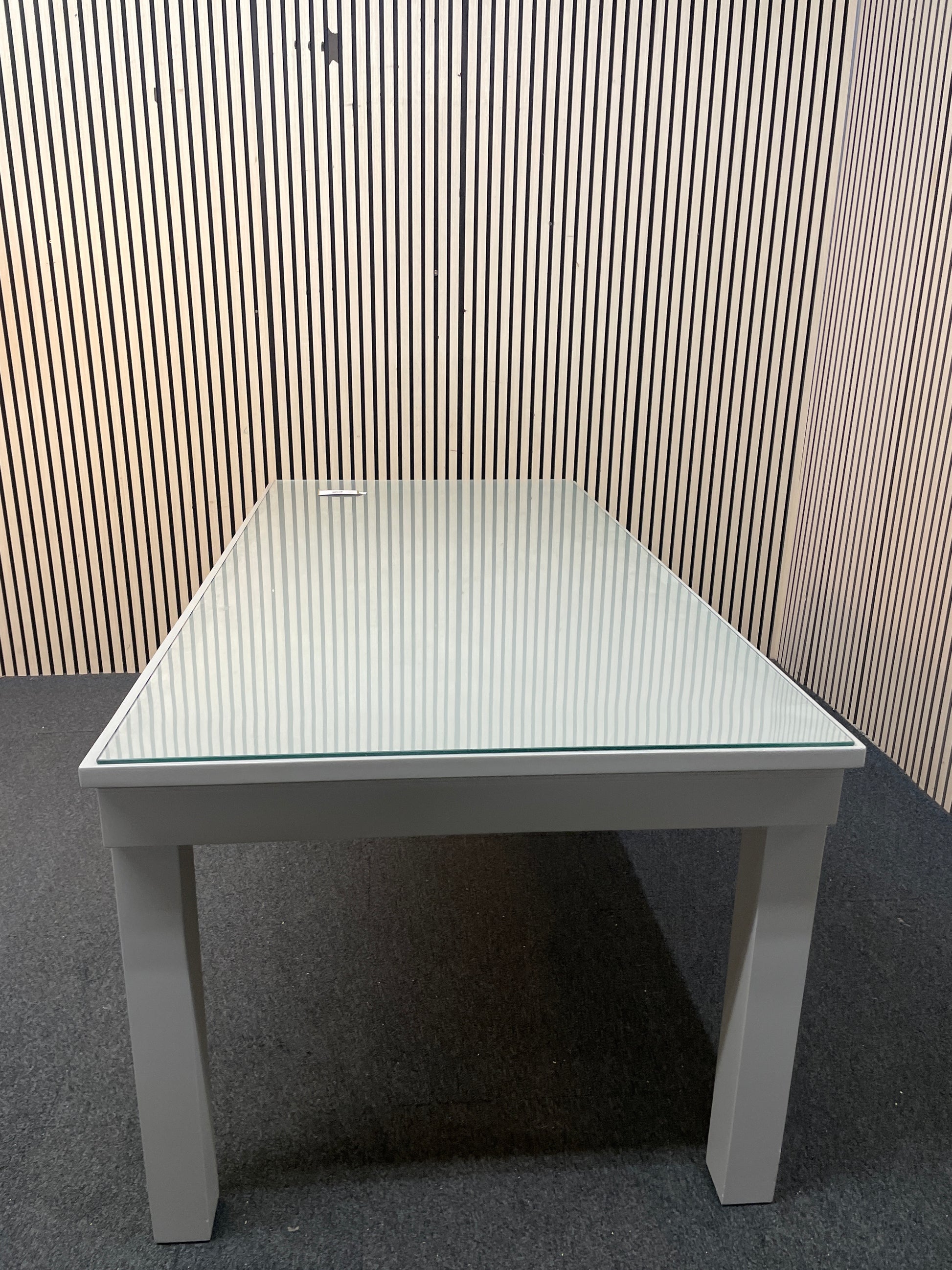Grey framed large kitchen table with glass top  (L 183 x W 90 cm) 3126