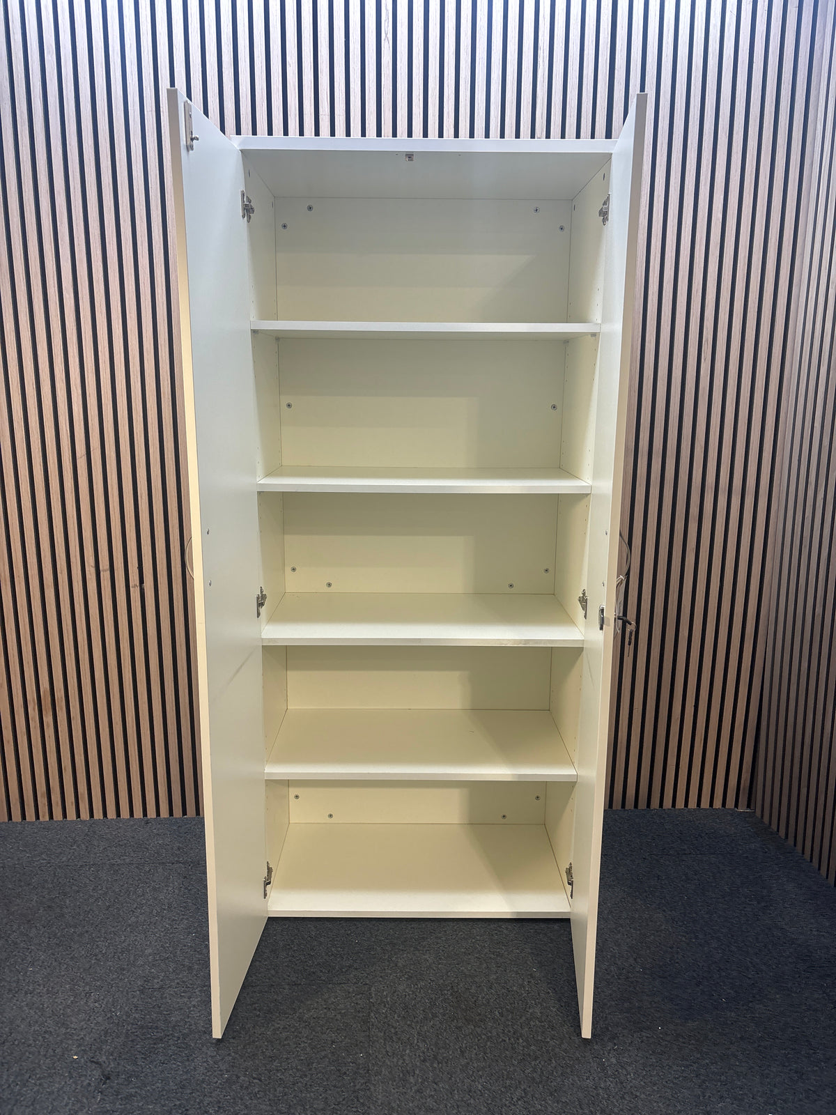 1790 infinite white cupboard units - liquidated new   J3963
keys & shelves included