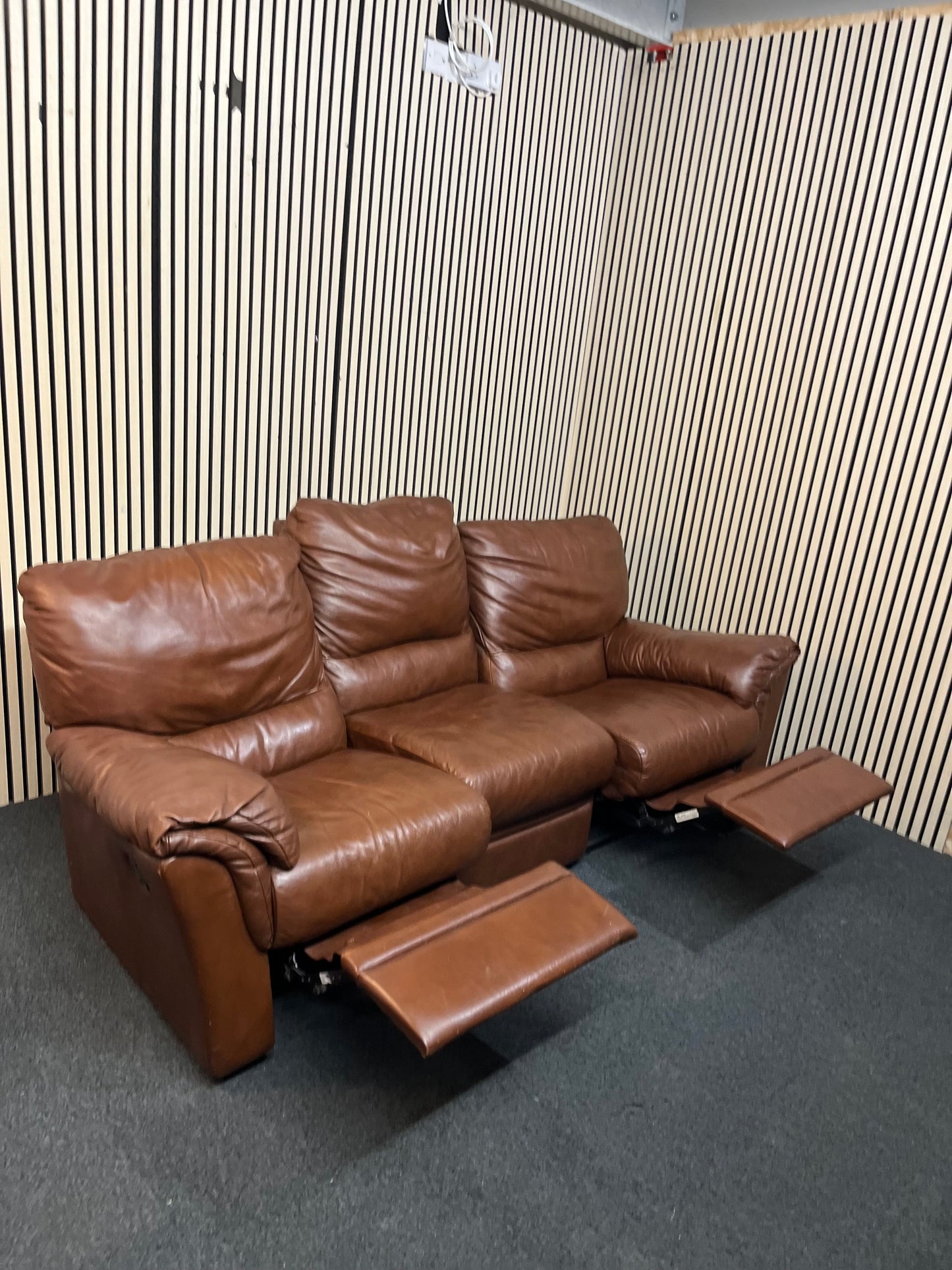 3+1+1 Brown Leather reclining sofa suite   3126
