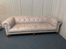 Switch 3 seater dark cream leather chesterfield sofa - button back, scratches to the side of the sofa, damaged springs 43739 2 image