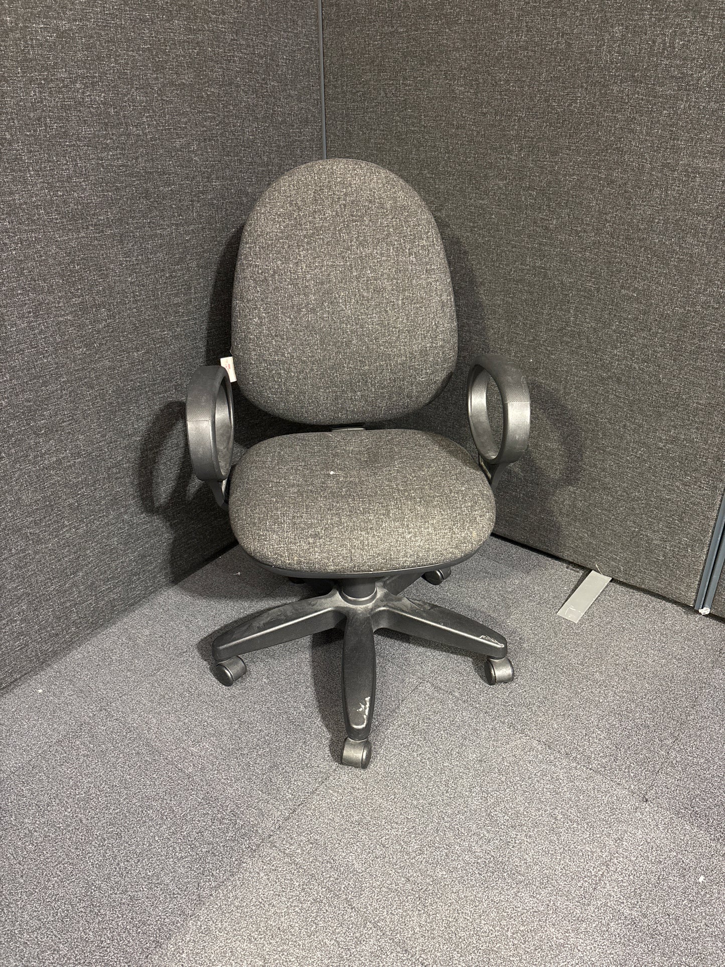 Charcoal fabric swivel chair with fixed loop arms 1325