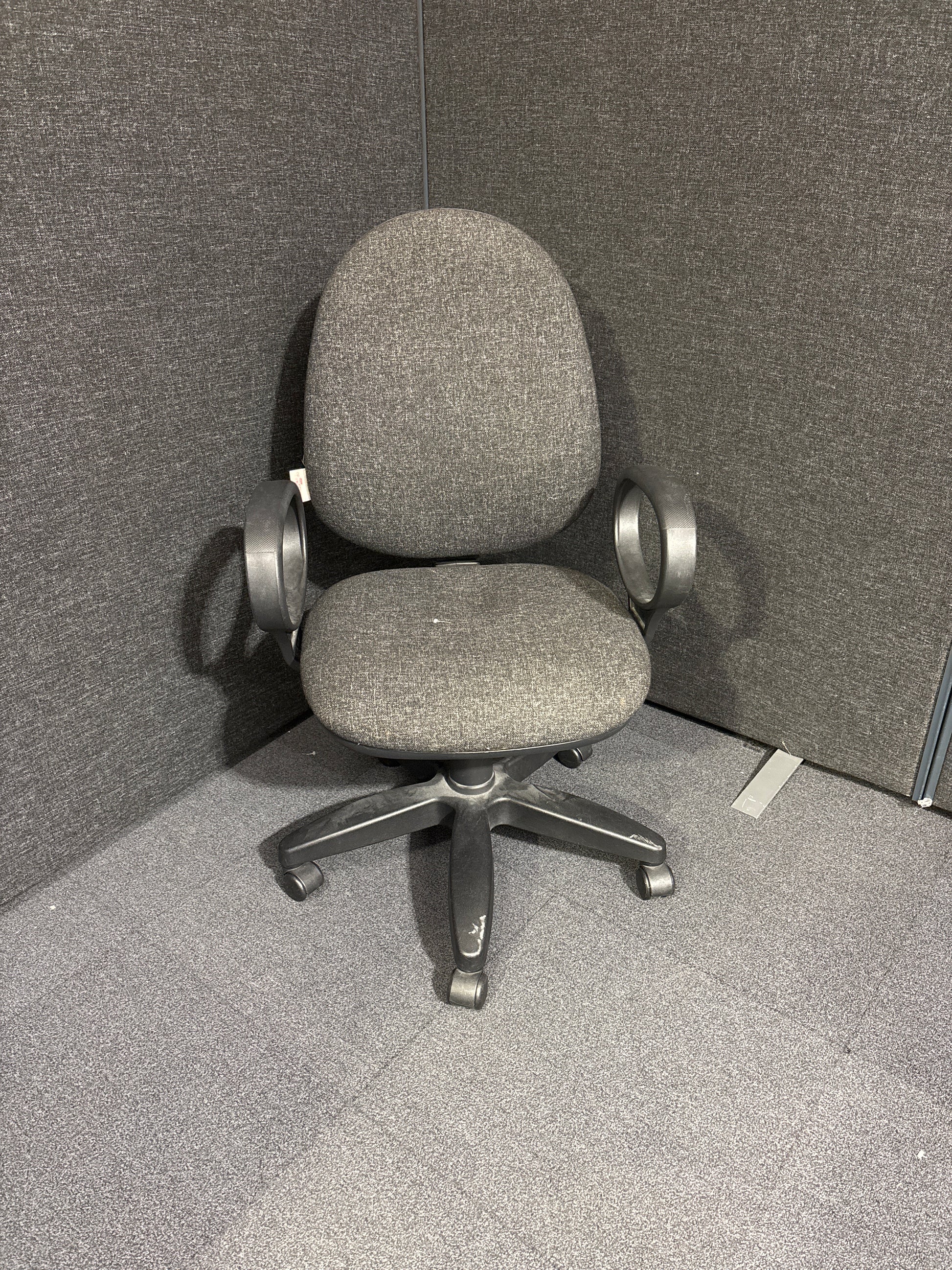 Charcoal fabric swivel chair with fixed loop arms 1325