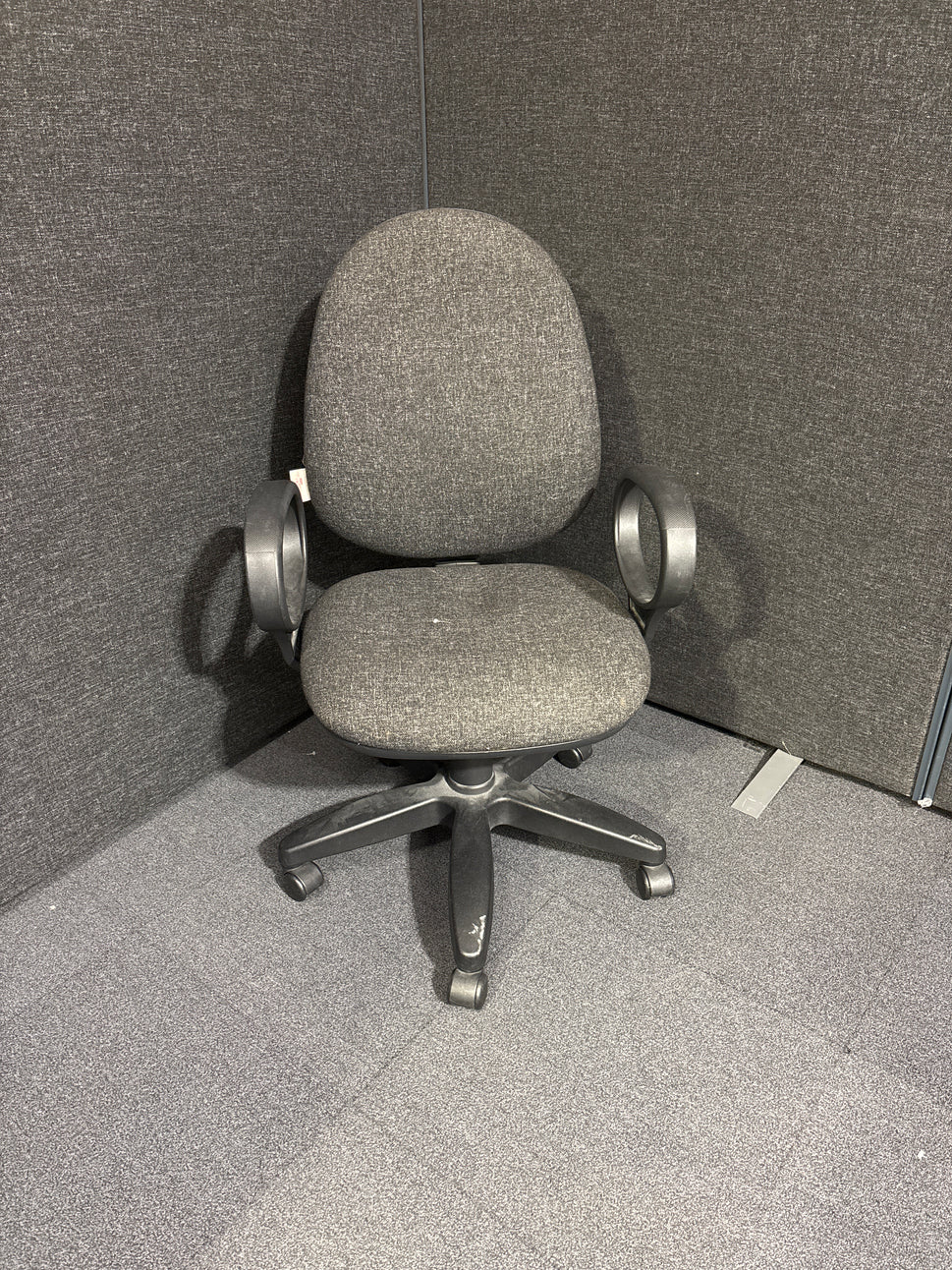 Charcoal fabric swivel chair with fixed loop arms 1325