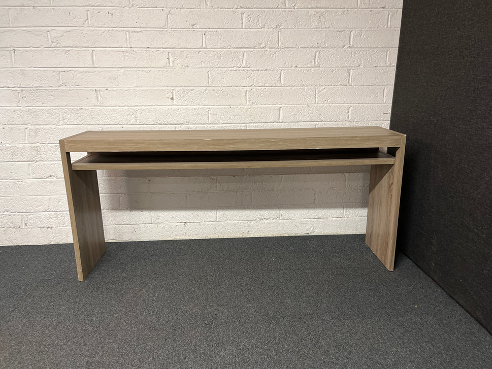Large grey oak laminate console table with shelf (H 800 x W 1800 x D 400 mm) 1225