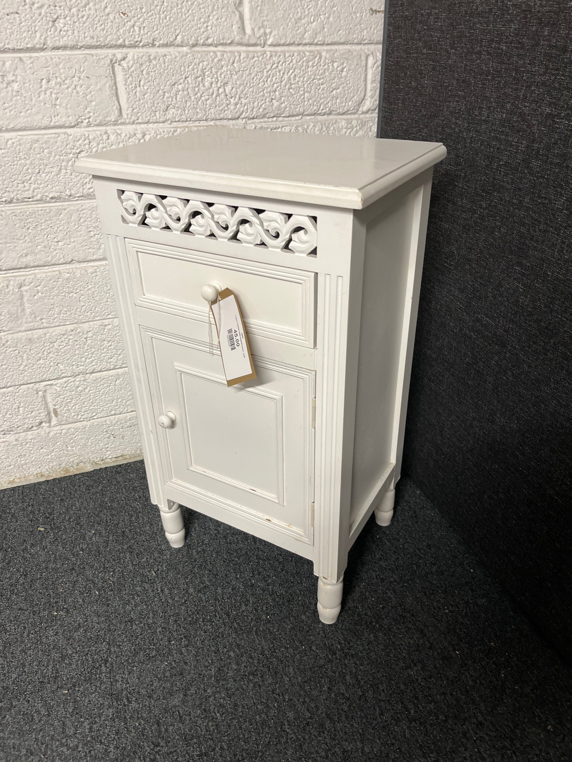 1 door 1 drawer white bedside locker  1225