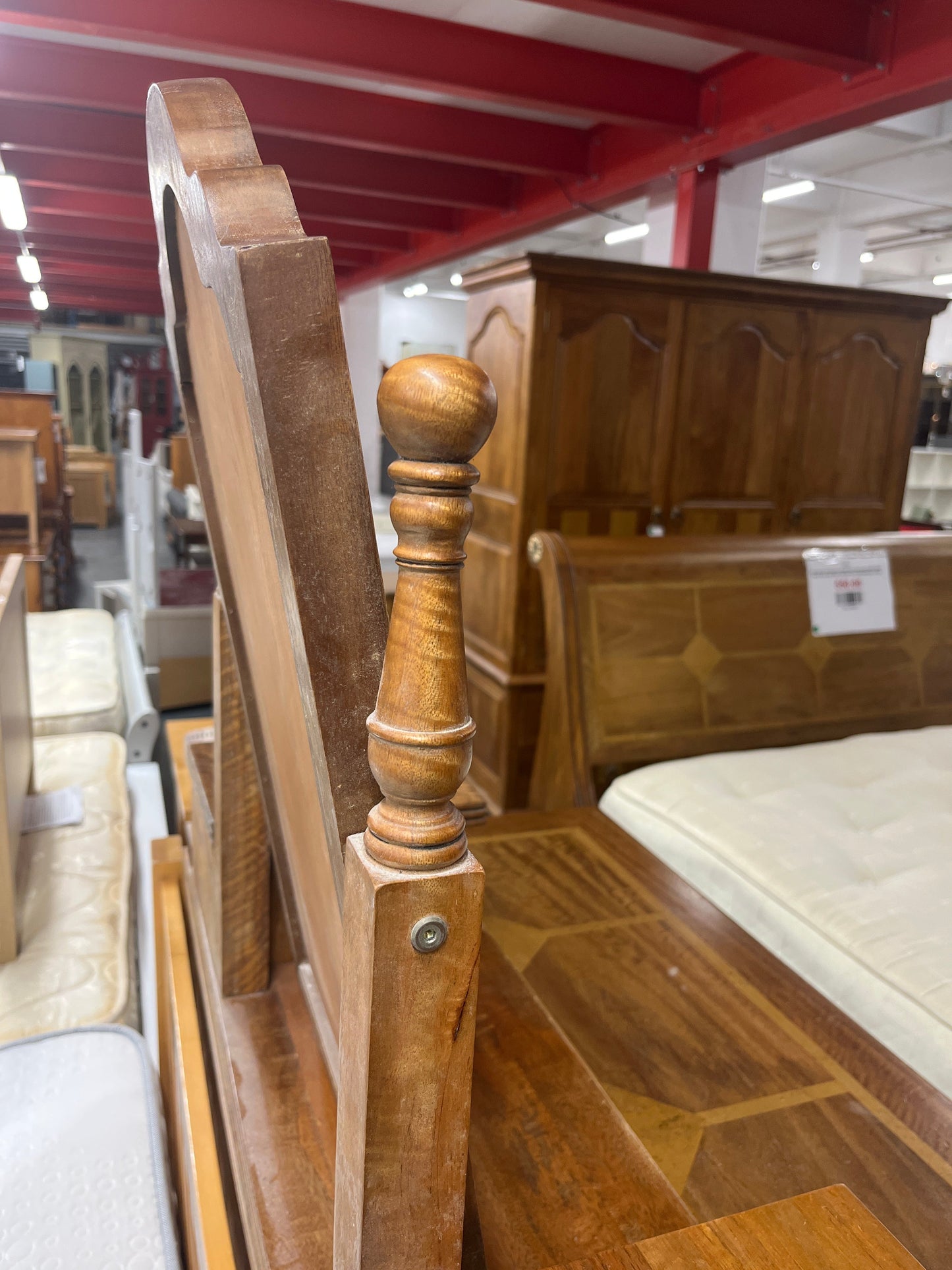 Ornate mahogany inlaid 6 drawer bedroom chest dresser with top mirror and drawers.(H 165 x W 115 x D 55 cm) PART OF A SET BUT CAN BE SOLD SEPARATELY 2225