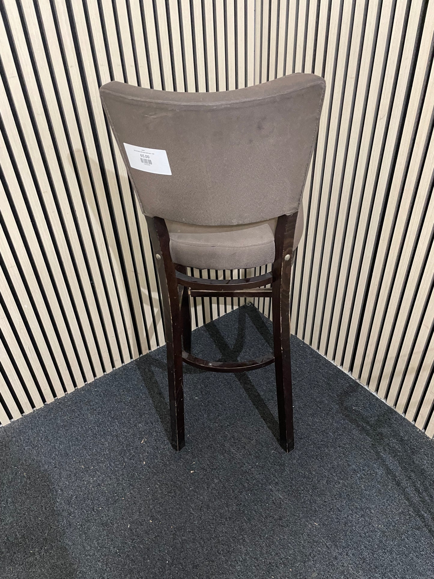 Brown fabric tall stools with back  1126