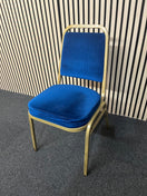 Switch Blue fabric metal framed gold effect stacking banquet chair 3 image