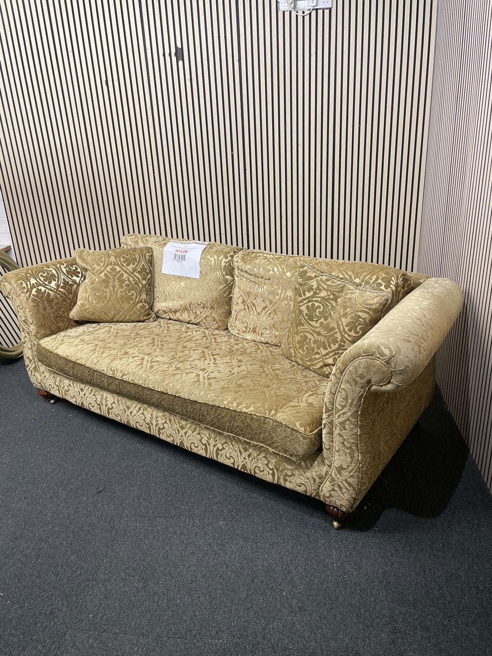 Gold floral fabric 3 seater sofa (230 cm) 3126