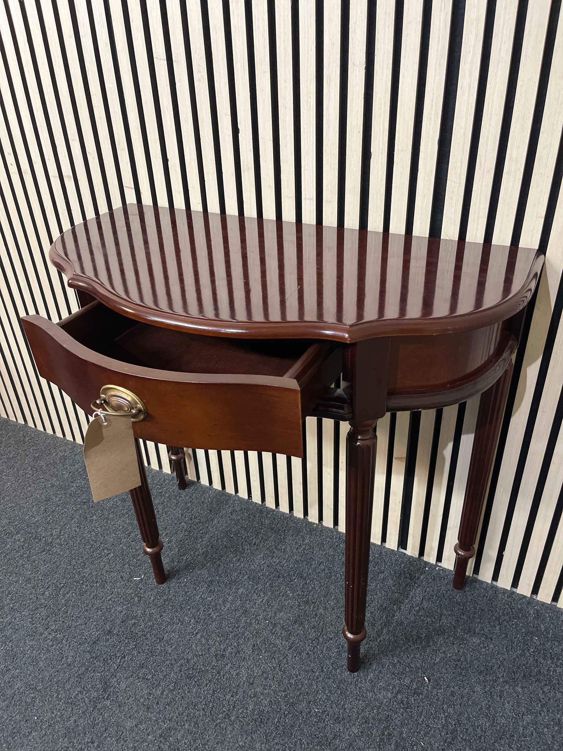 Half moon ornate 1 drawer cosole table with brass handle (H 76 x W 80 x D 40 cm) 43785