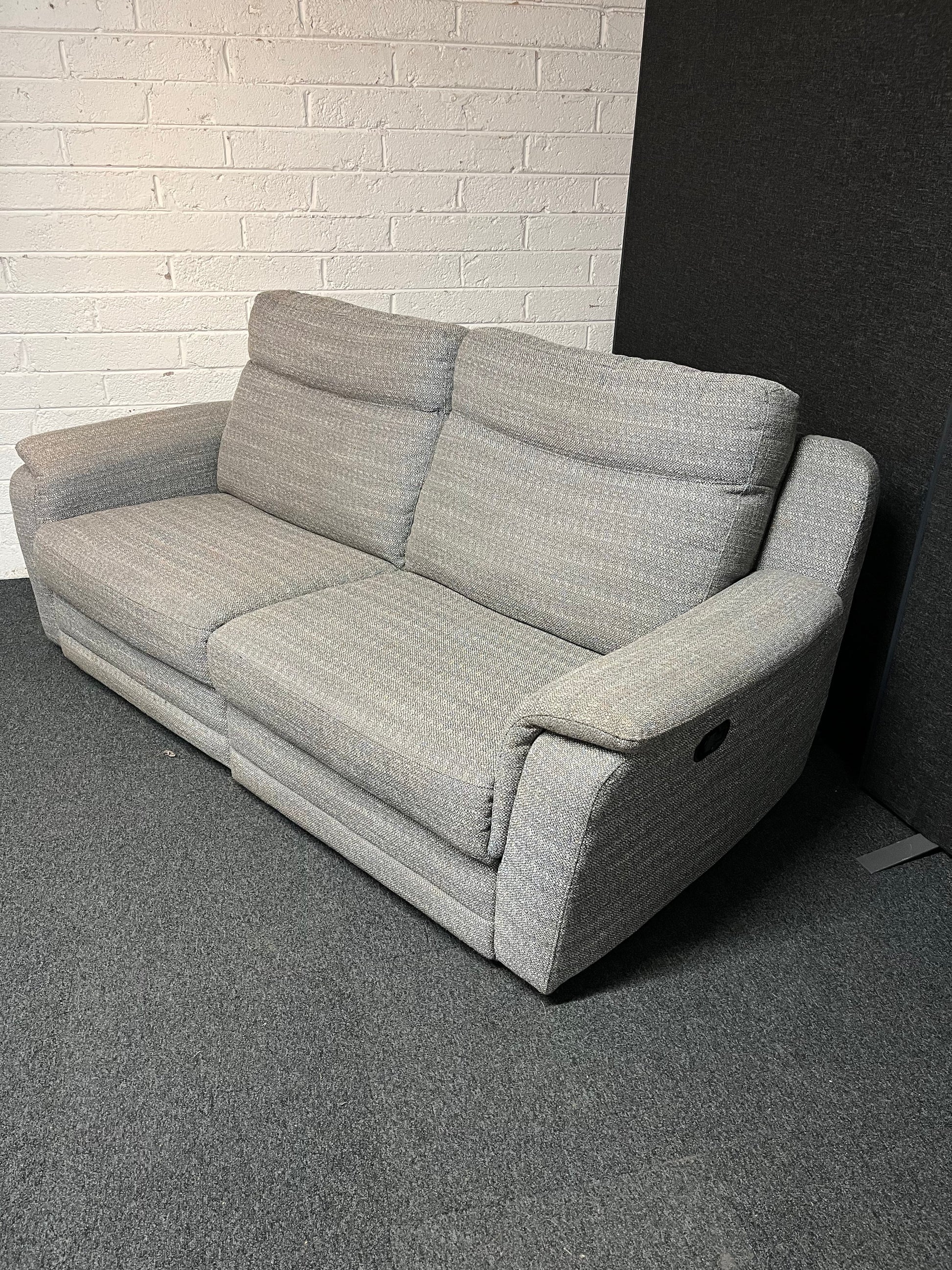 Large 3 seater grey mix fabric RECLINER sofa 2225