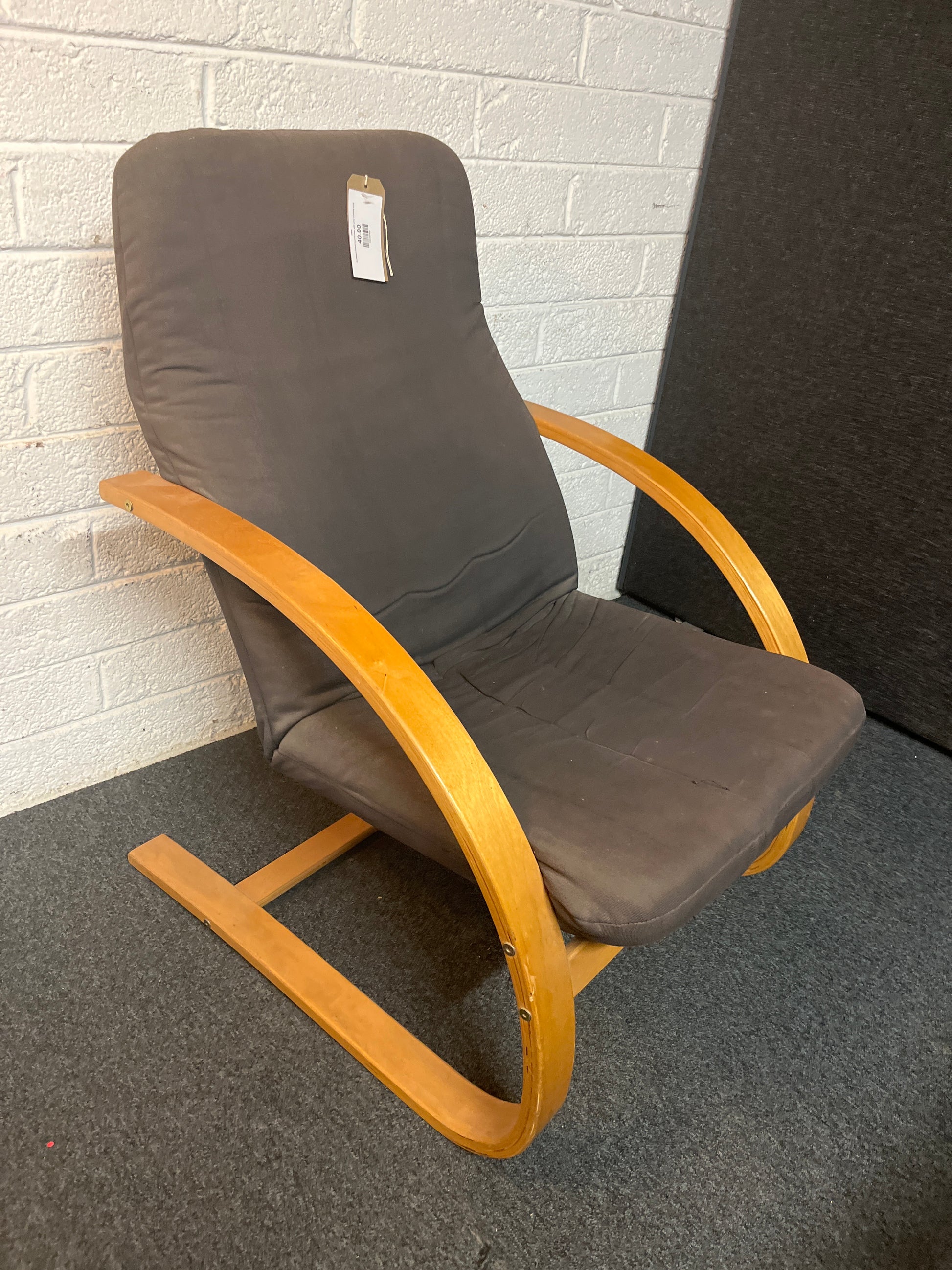 Bentwood beech framed chair with grey cushion 3225
