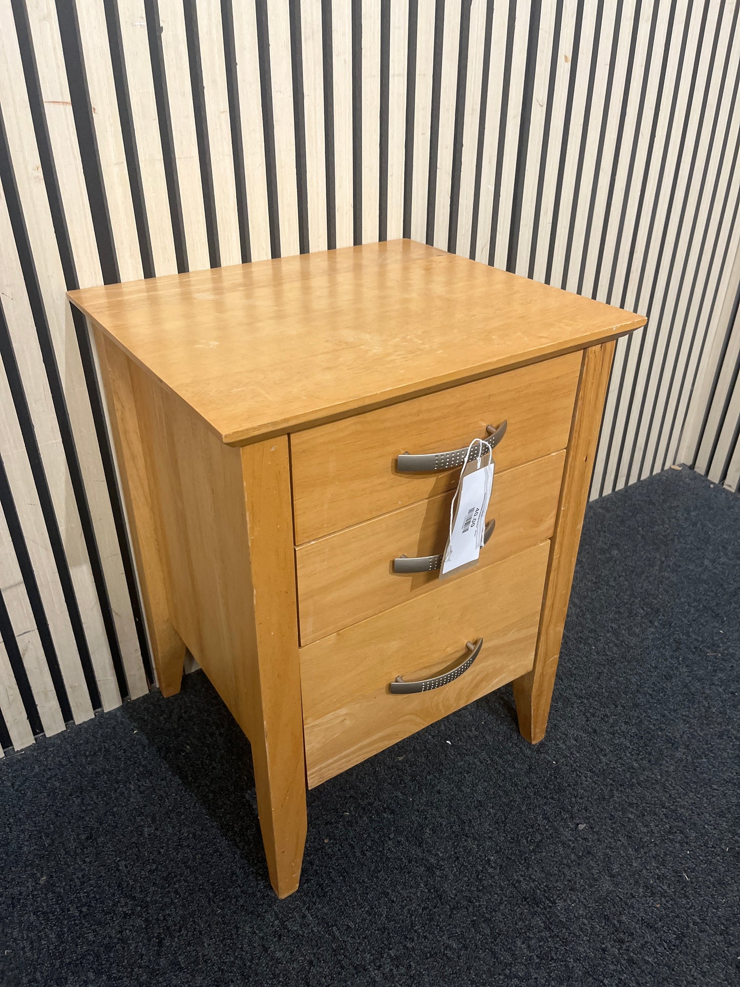 Beech 3 drawer bedside locker   44185