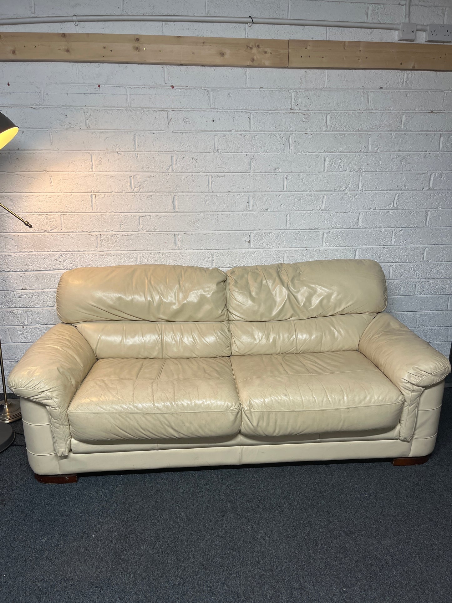 Real cream leather 2 seater sofa