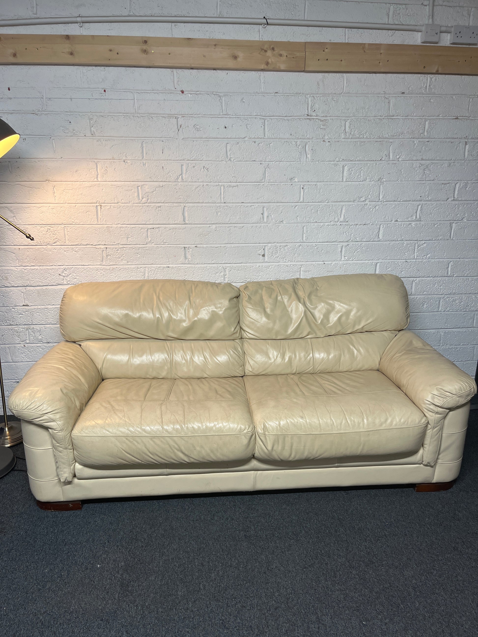 Real cream leather 2 seater sofa