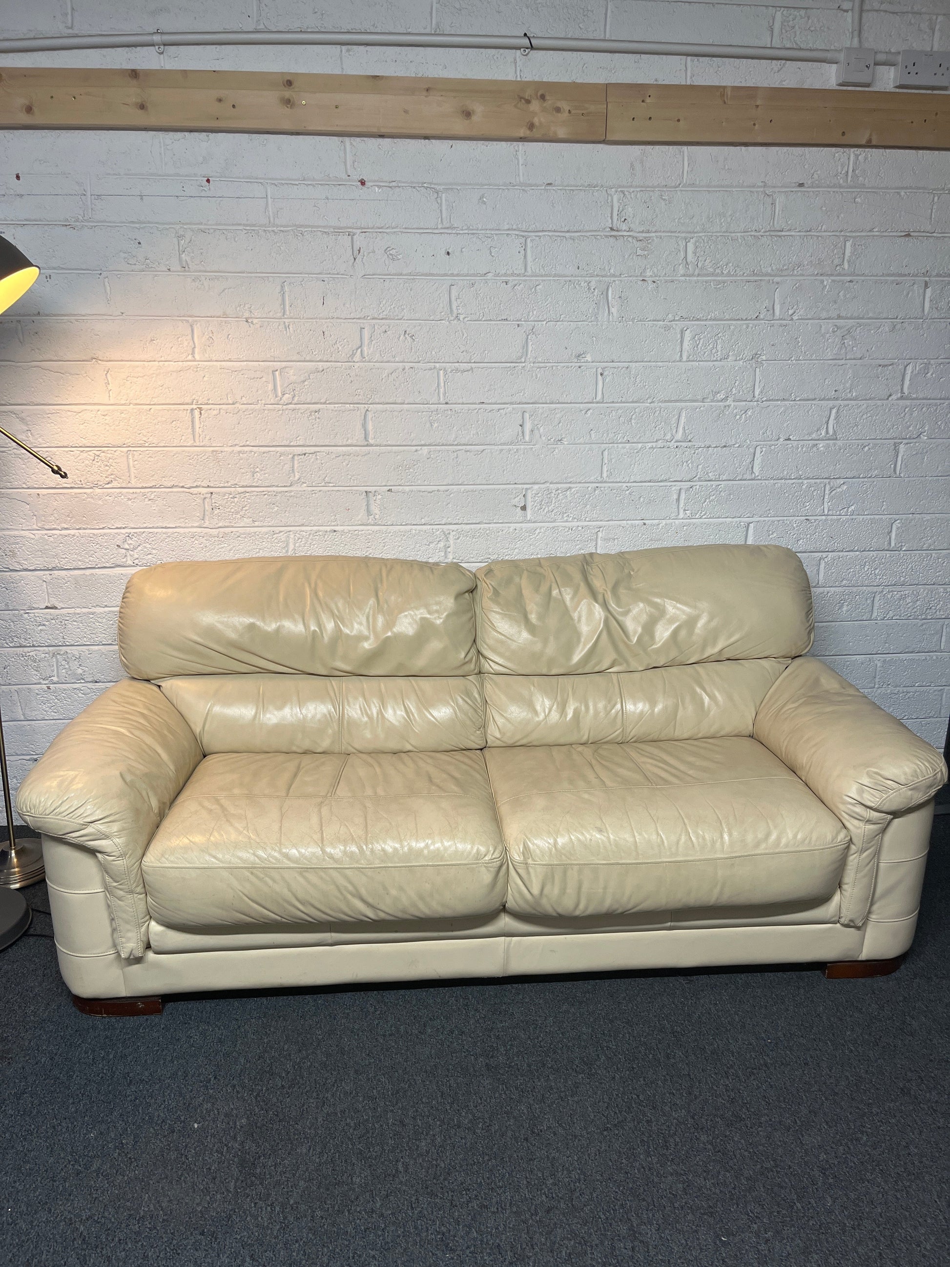 Real cream leather 2 seater sofa