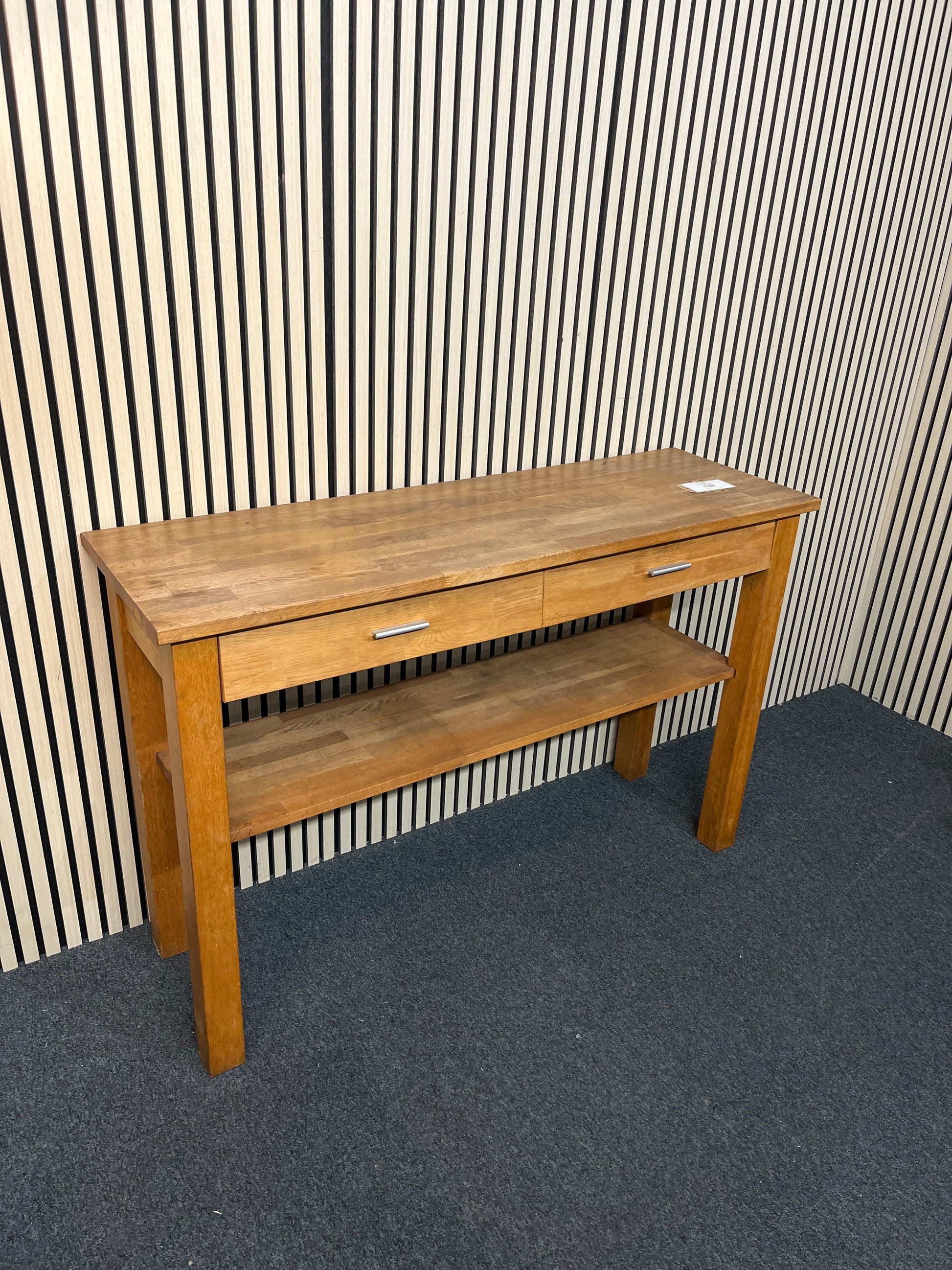 Solid wood large long 2 drawer console table (H 88 x W 135 x D 44 cm)