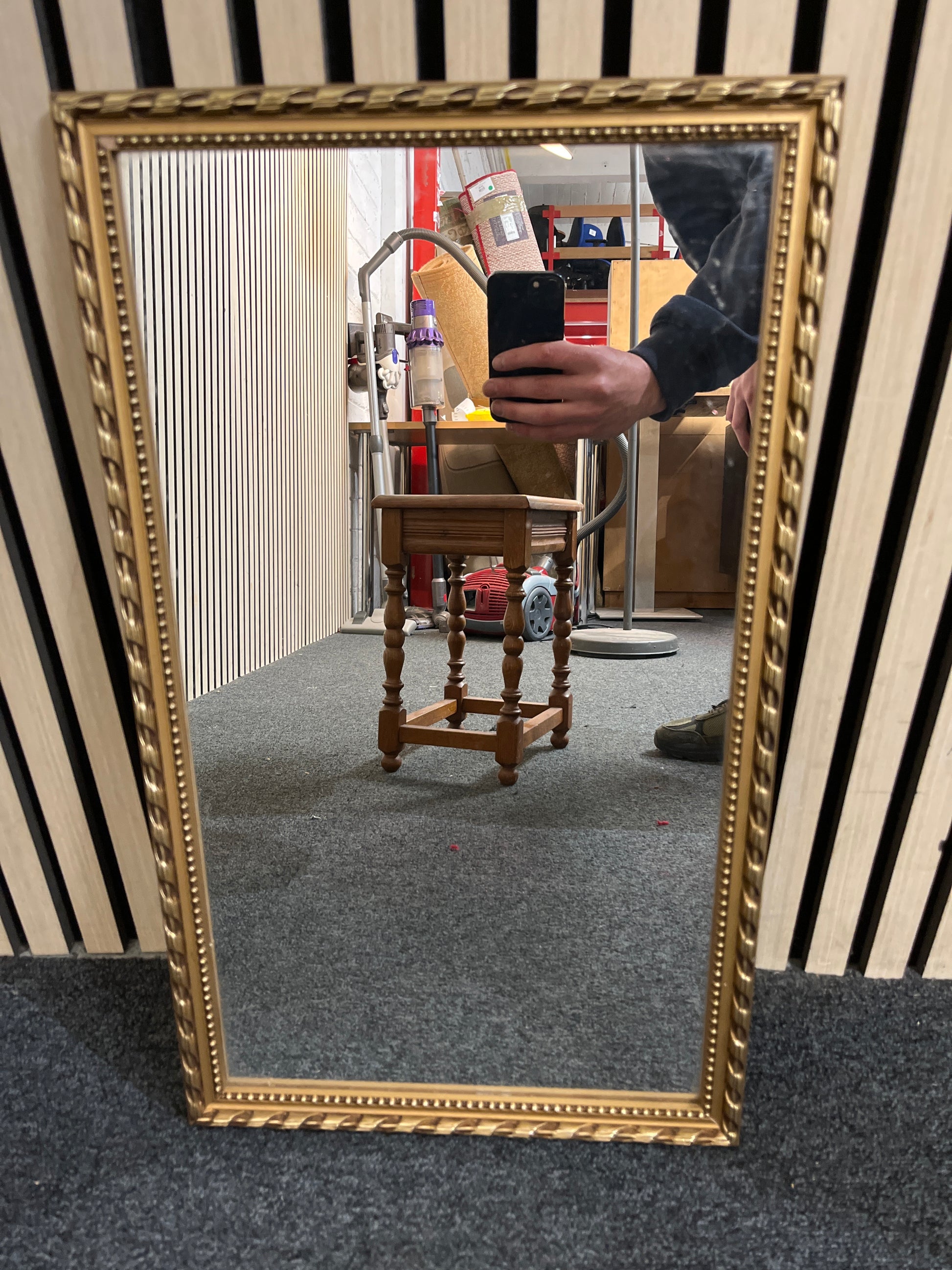 Small rectangular ornate brass rectangular mirror (34 x W 57 cm) 3126