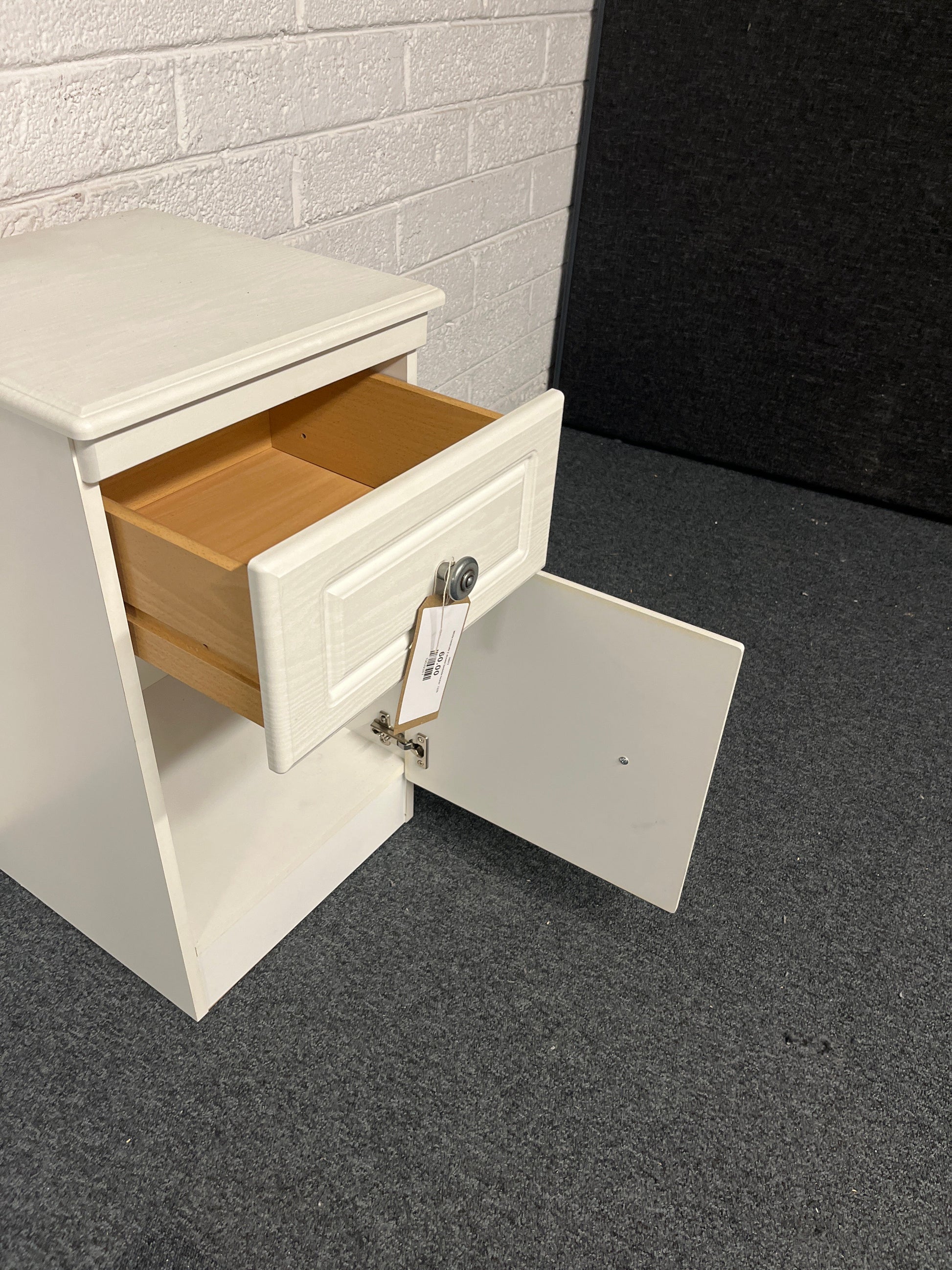 White laminate 2 drawer bedside locker  1225