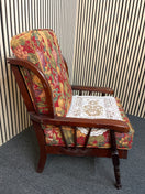 Switch Dark wood stained fireside armchair with floral tapestry cushion 3325 3 image