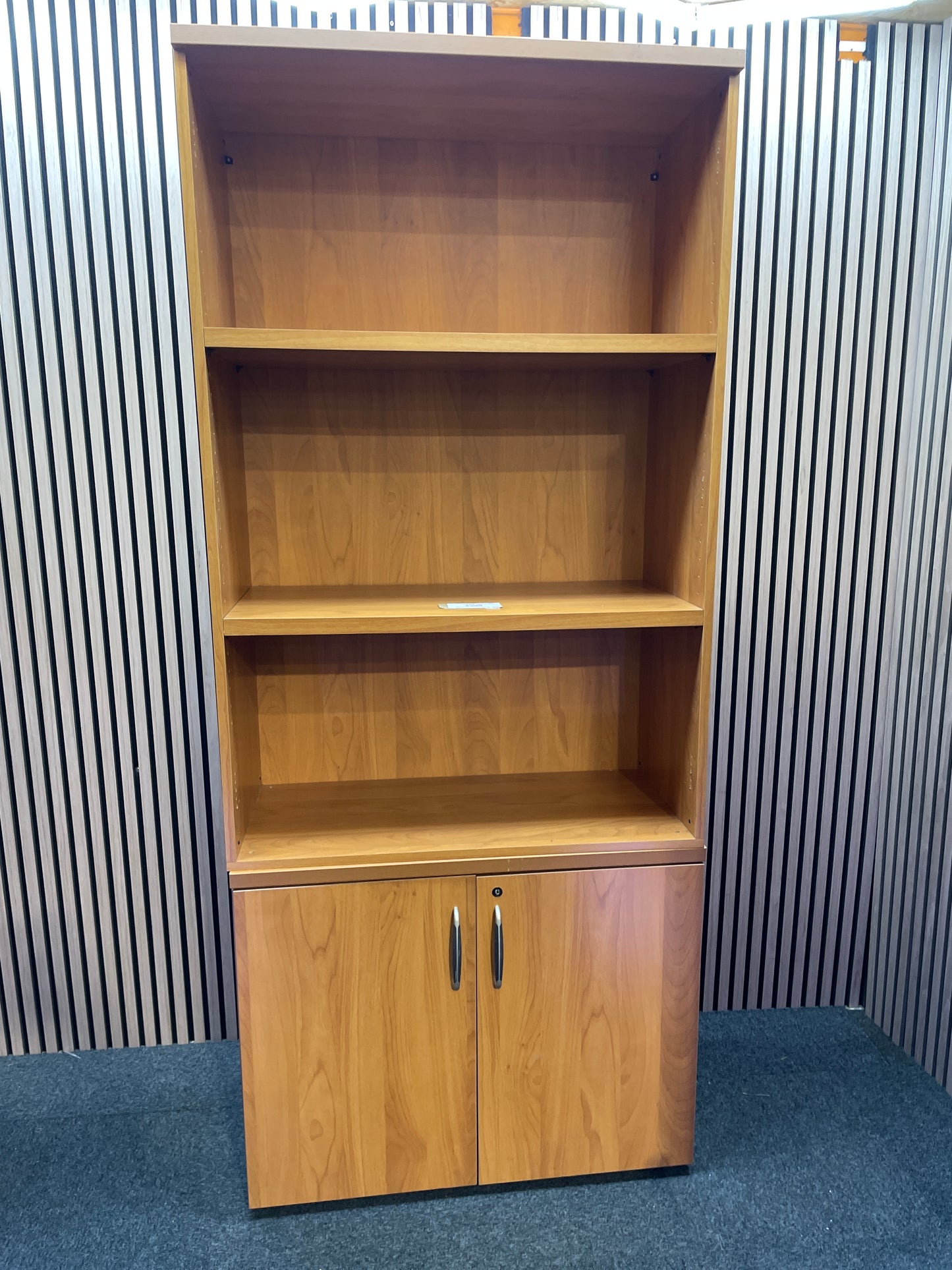 Tall open top section display unit with cherry base doors and carcass  90Wx45Dx210H
