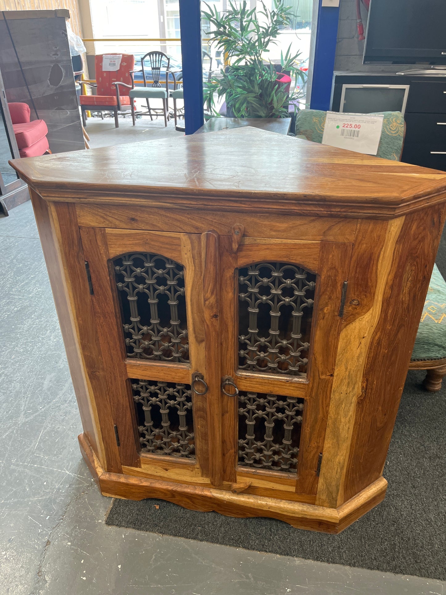 Solid Indonesian teak corner television unit  43679a